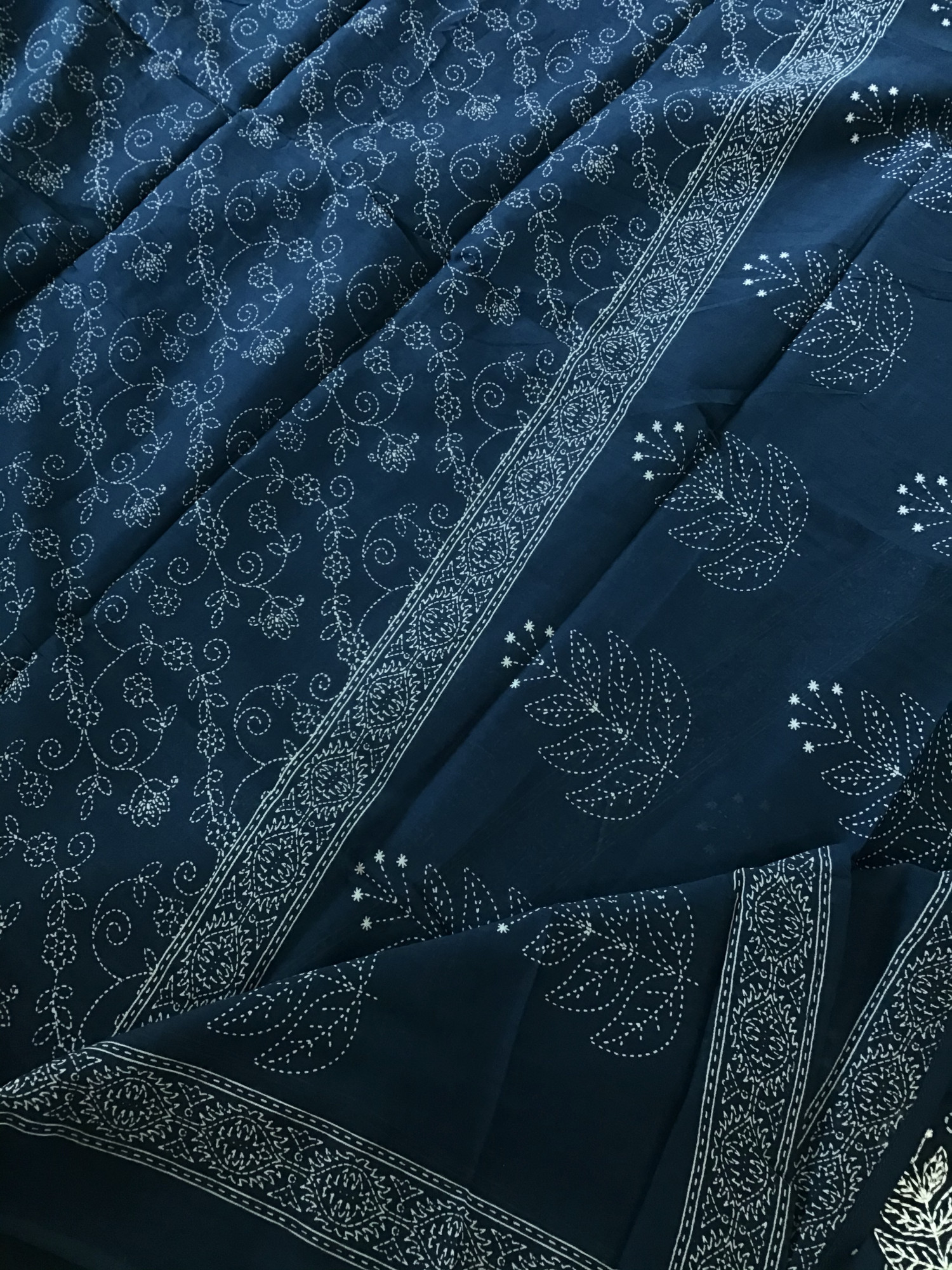 Pure Cotton Printed Embroidered Suit - Blue