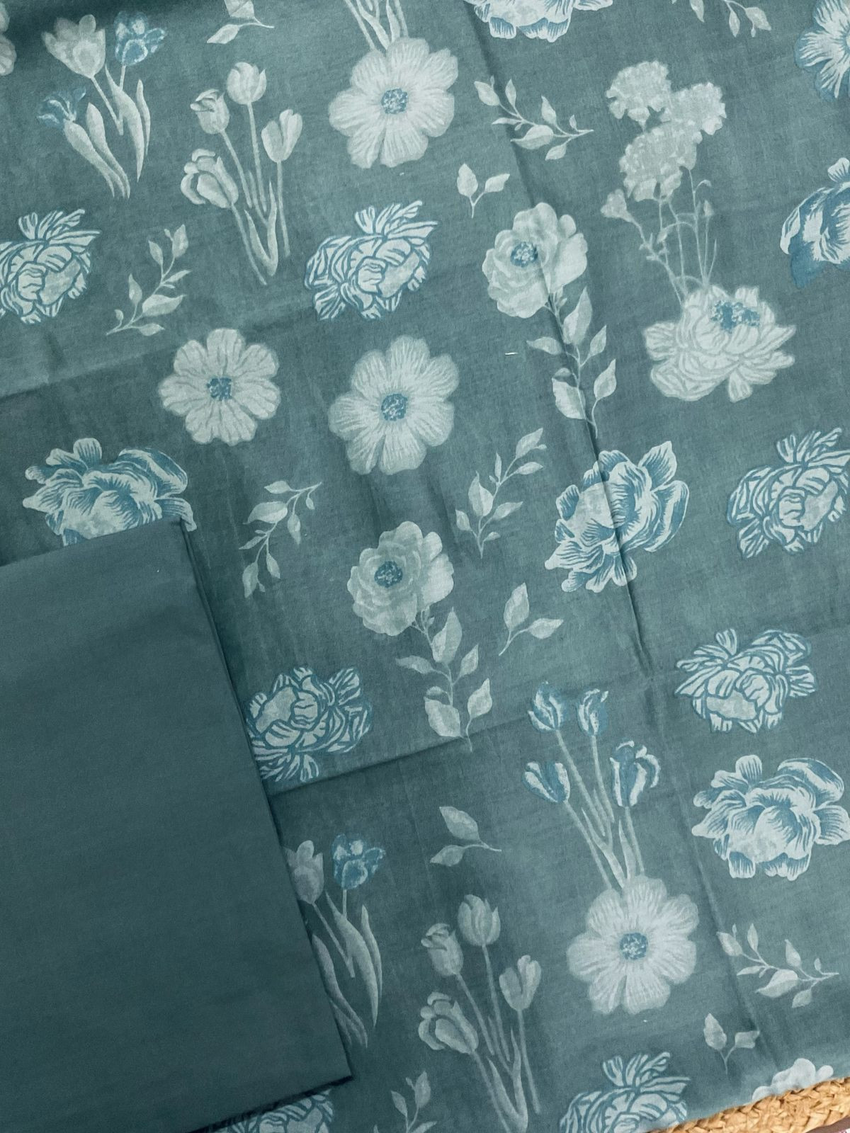 Pure Maheshwari Silk Printed Suit - Blue