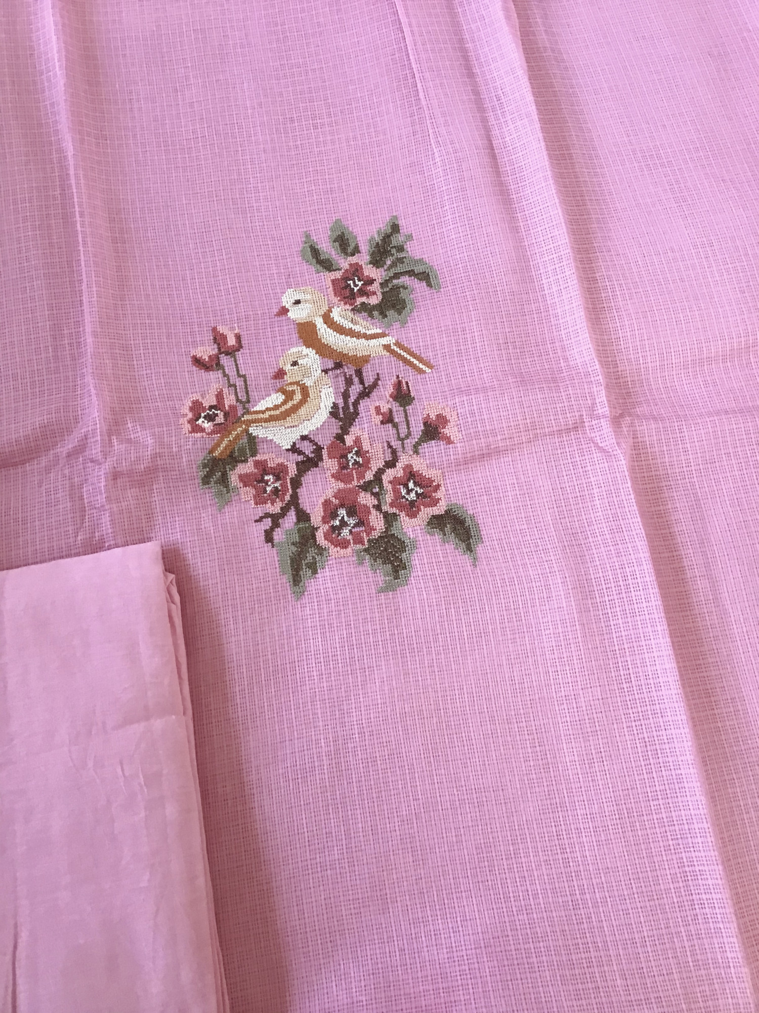 Soft Kota Silk Embroidered Suit - Pink