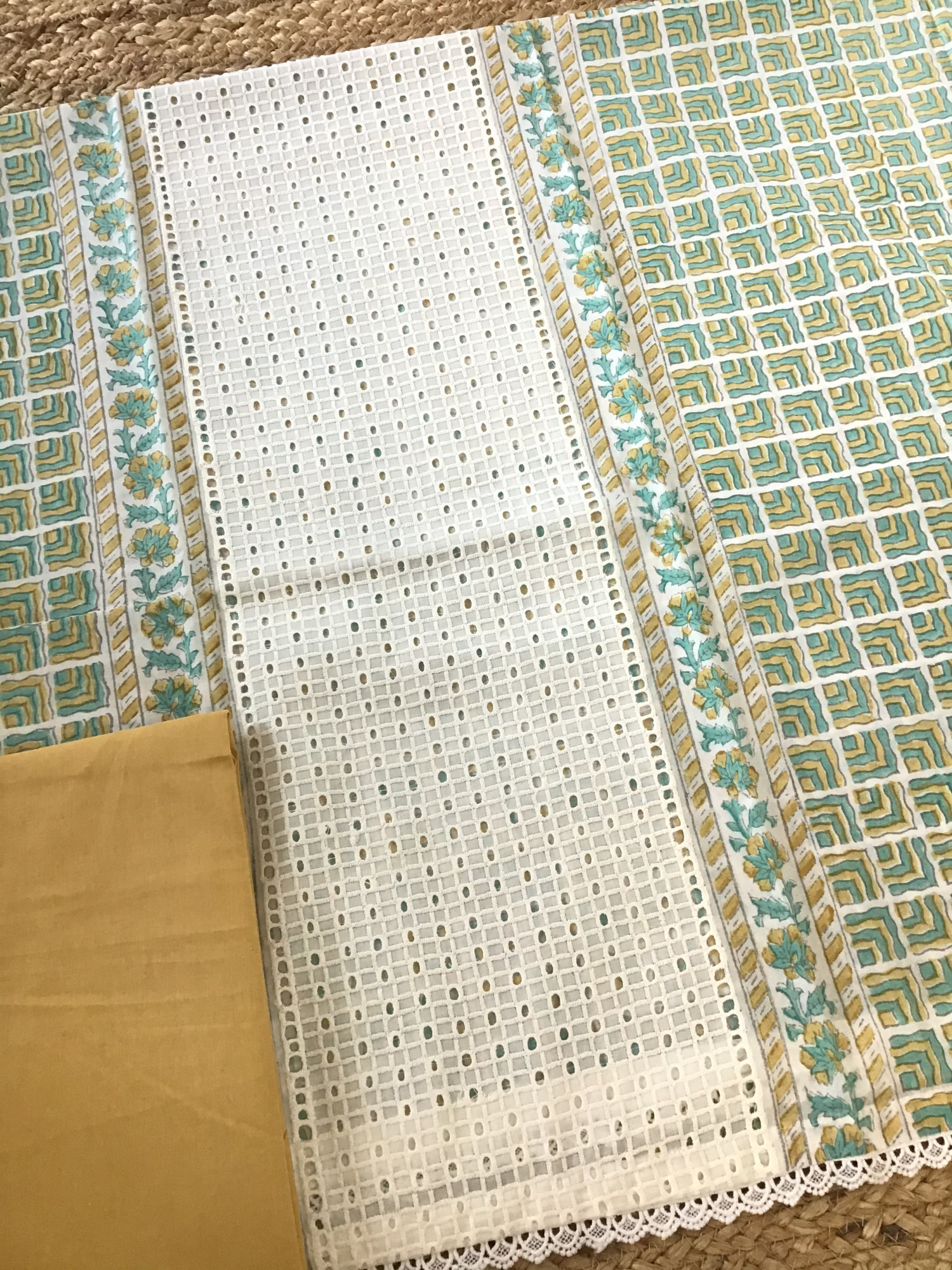 Pure Cotton Printed Embroidered Suit - Offwhite