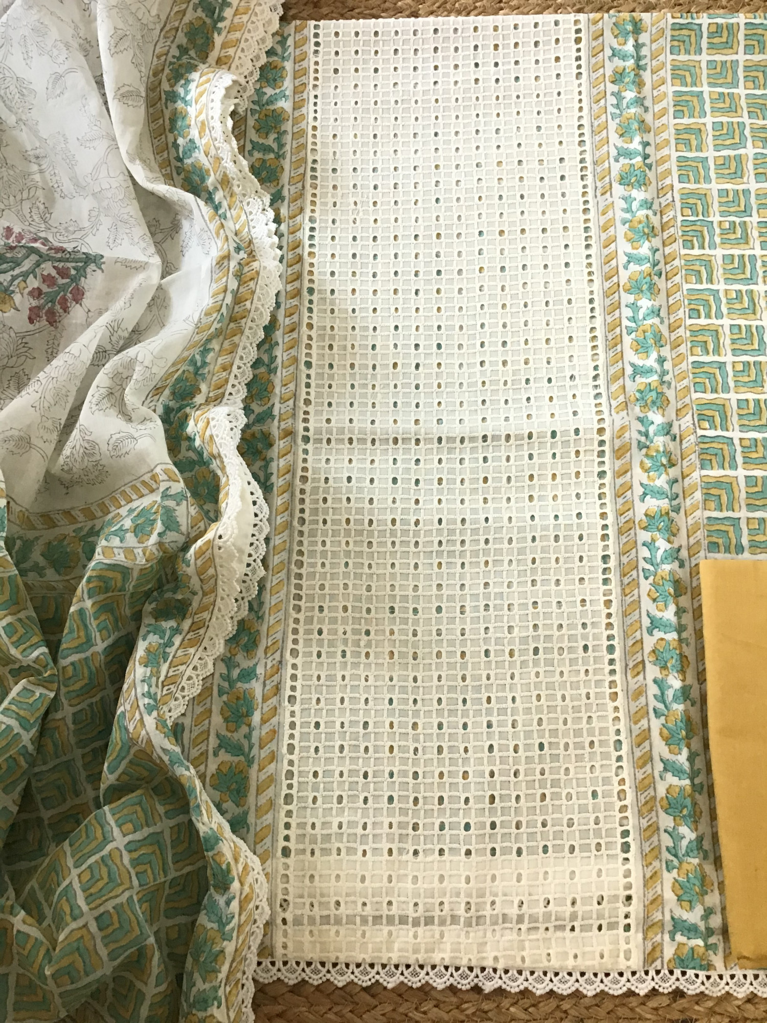 Pure Cotton Printed Embroidered Suit - Offwhite