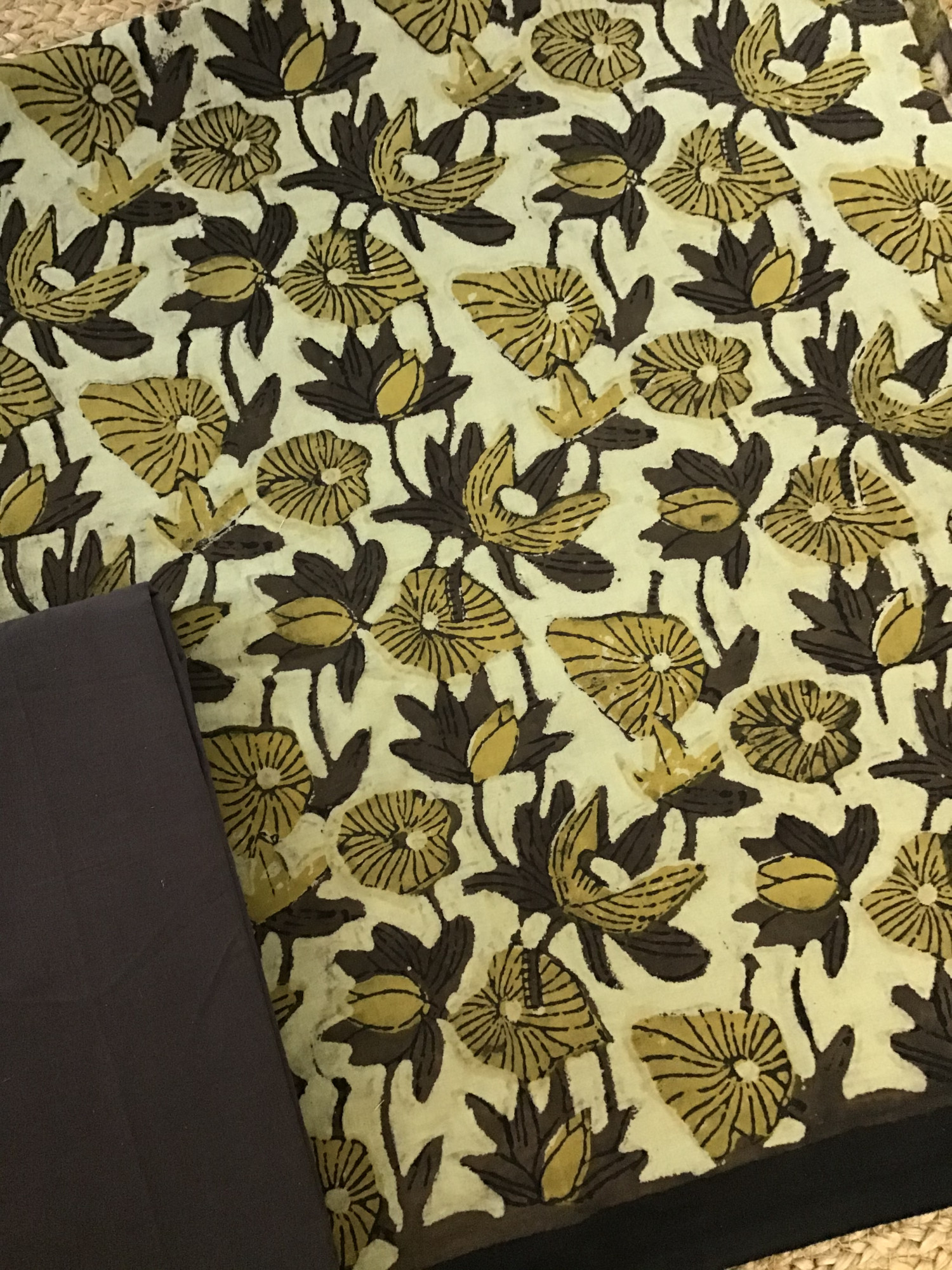 Pure Cotton Printed Suit - Brown