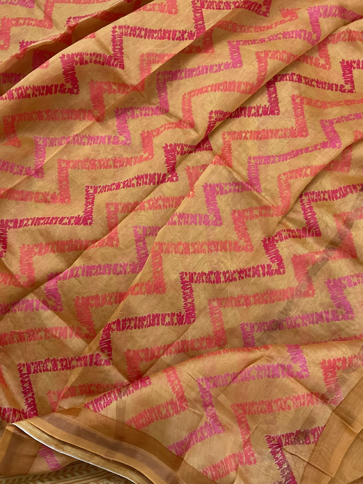 Pure Mul Chanderi Printed Suit - Mustard
