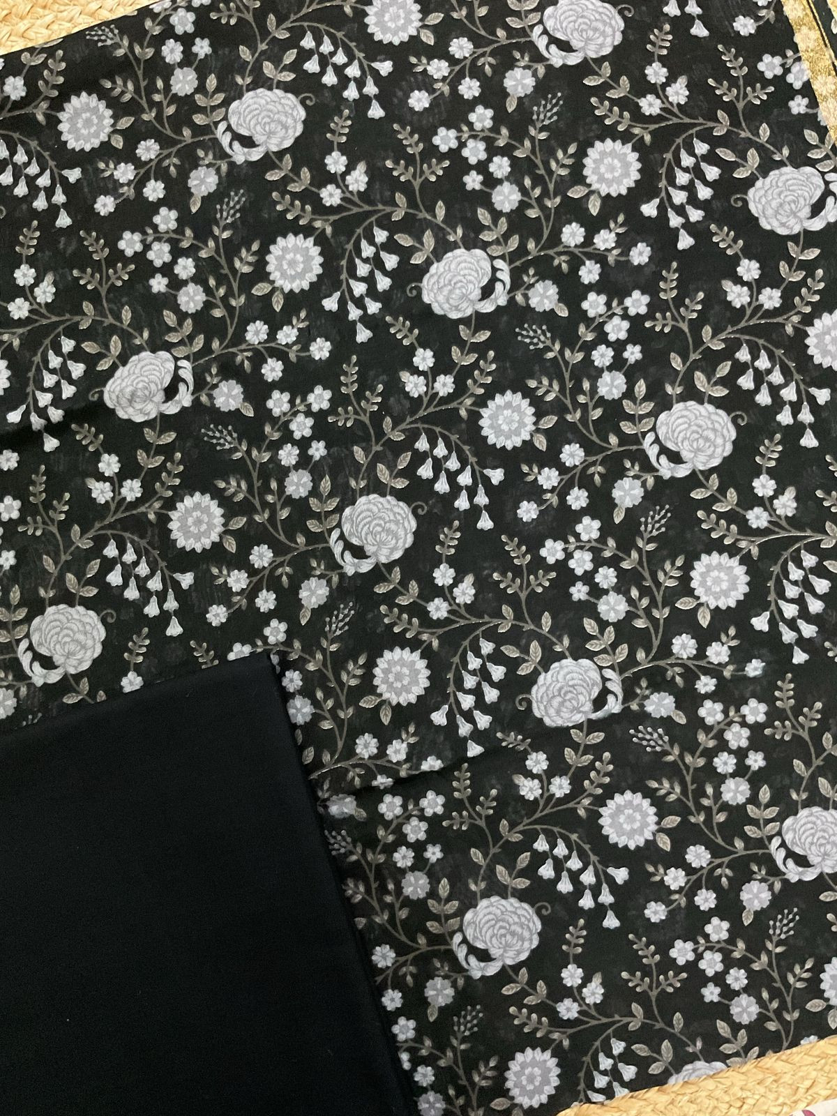 Pure Maheshwari Silk Printed Suit - Black