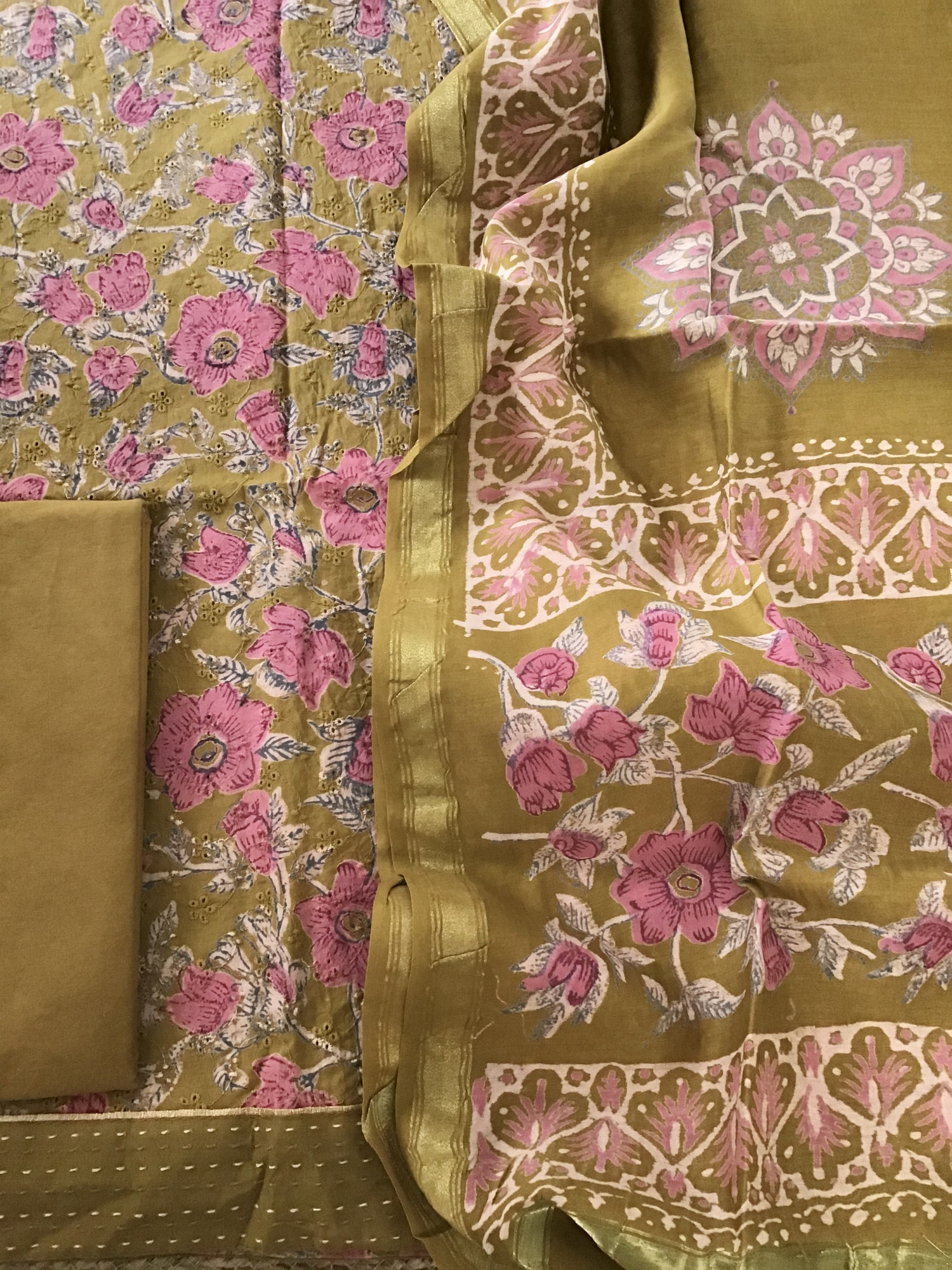 Pure Hakoba Cotton Printed Embroidered Suit - Yellow