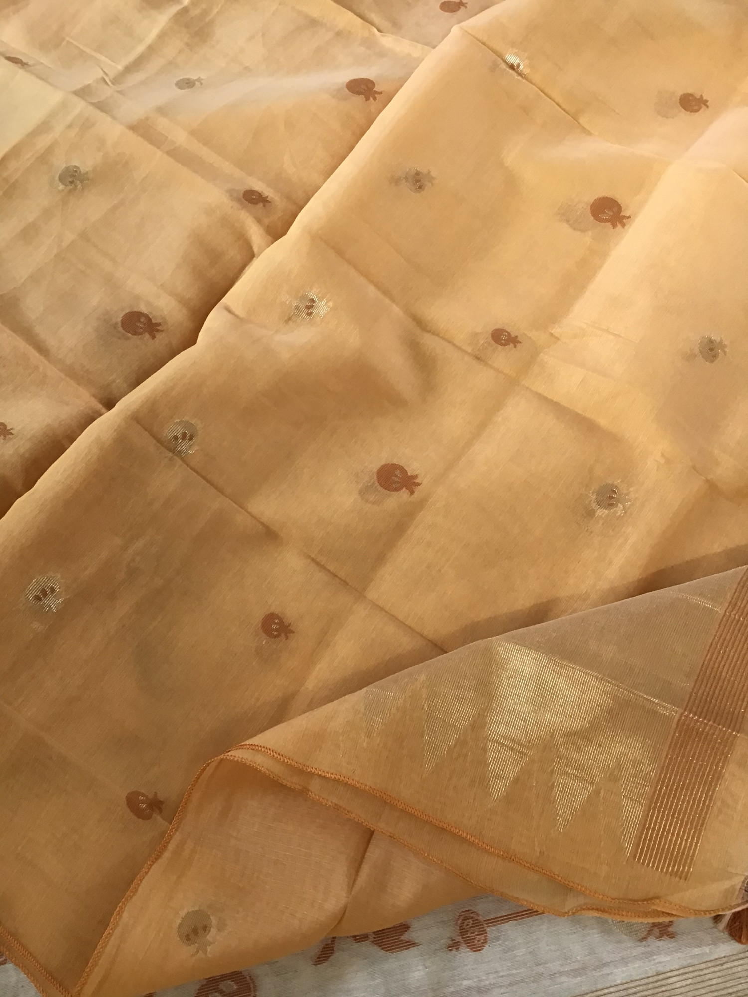 Soft Slub Chanderi Jamdani Weaved Suit - Beige