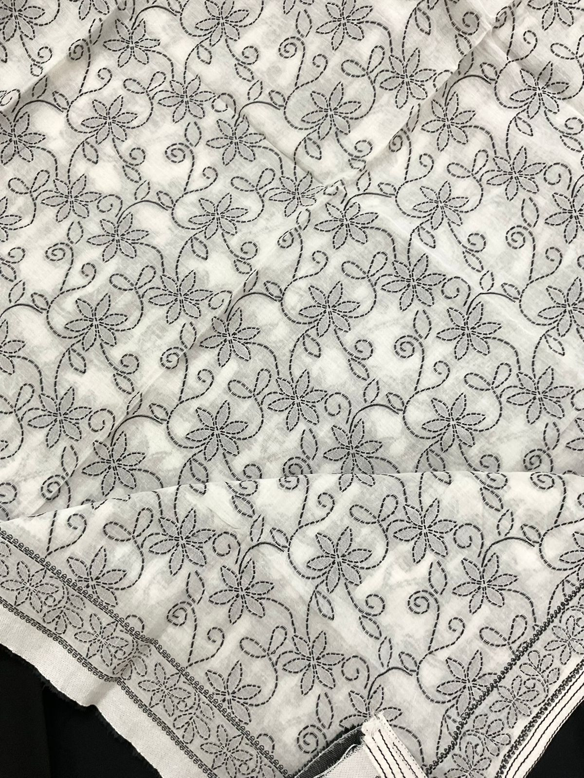 Pure Cotton Embroidered Jamdani Weaved Suit - Black