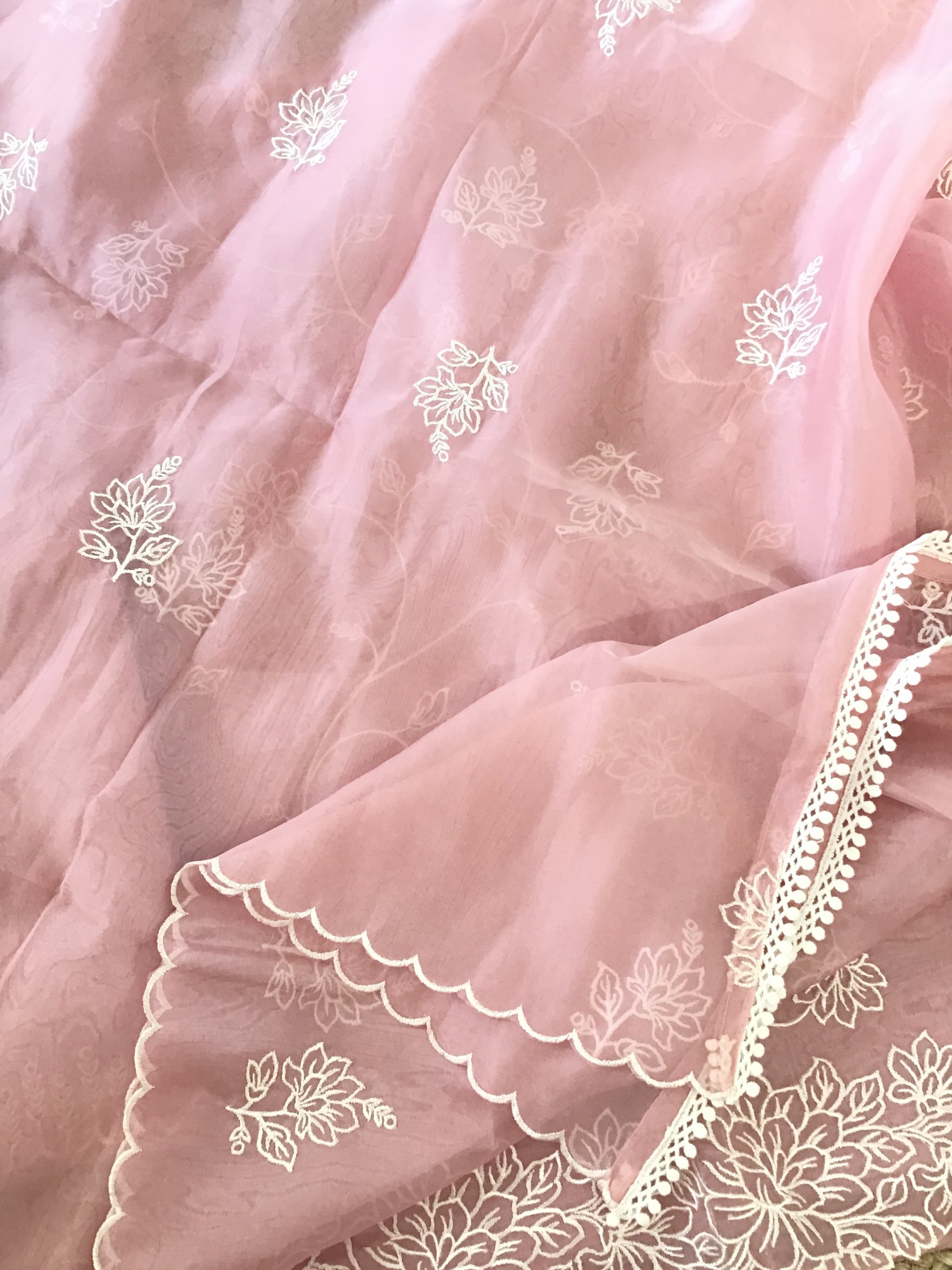Soft Organza Embroidered Suit - Pink