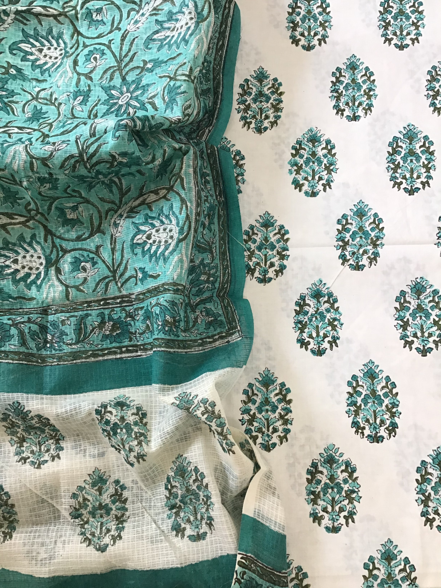 Pure Cotton Printed Suit - White