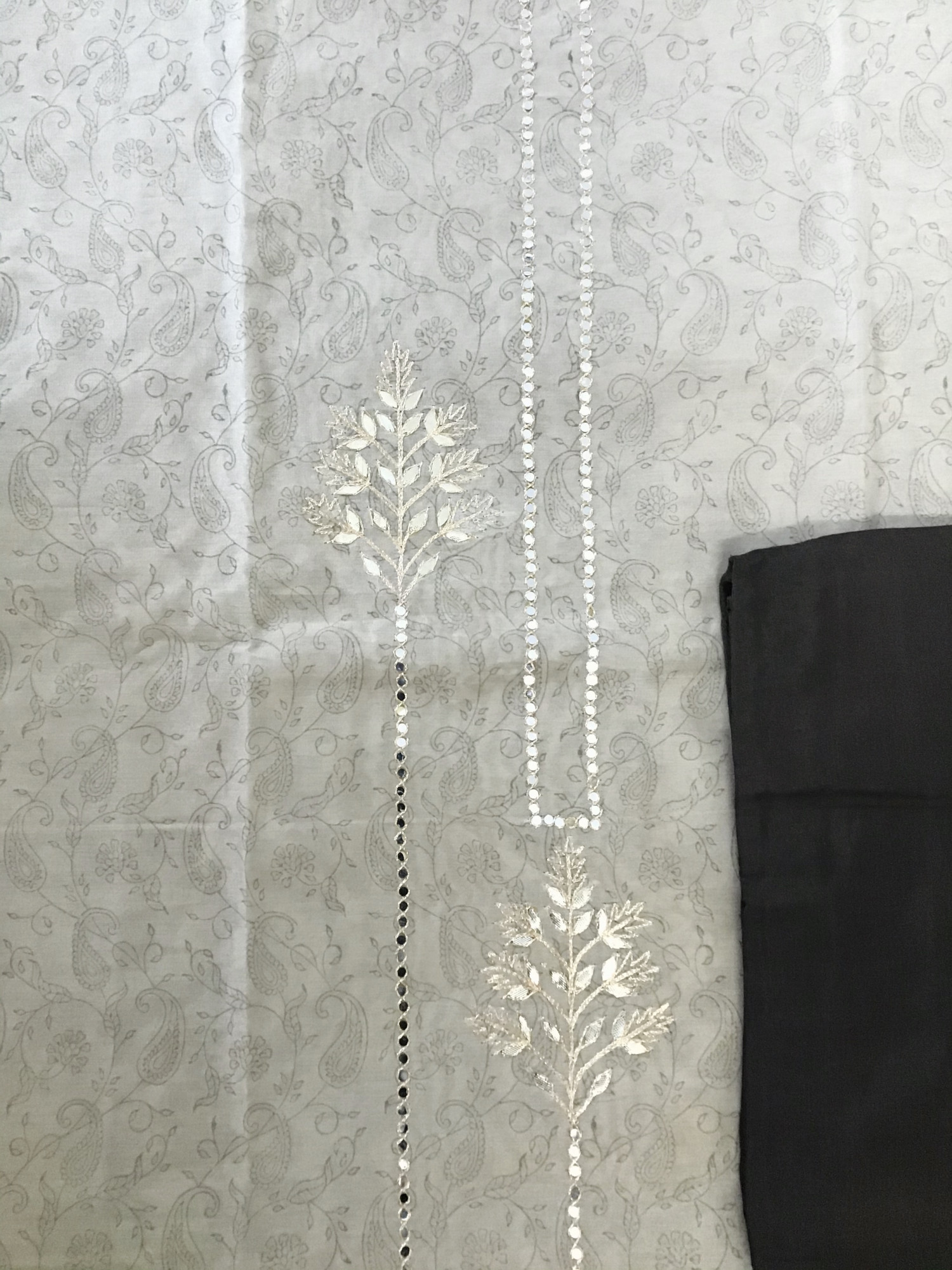 Soft Chanderi Printed Embroidered Suit - Beige