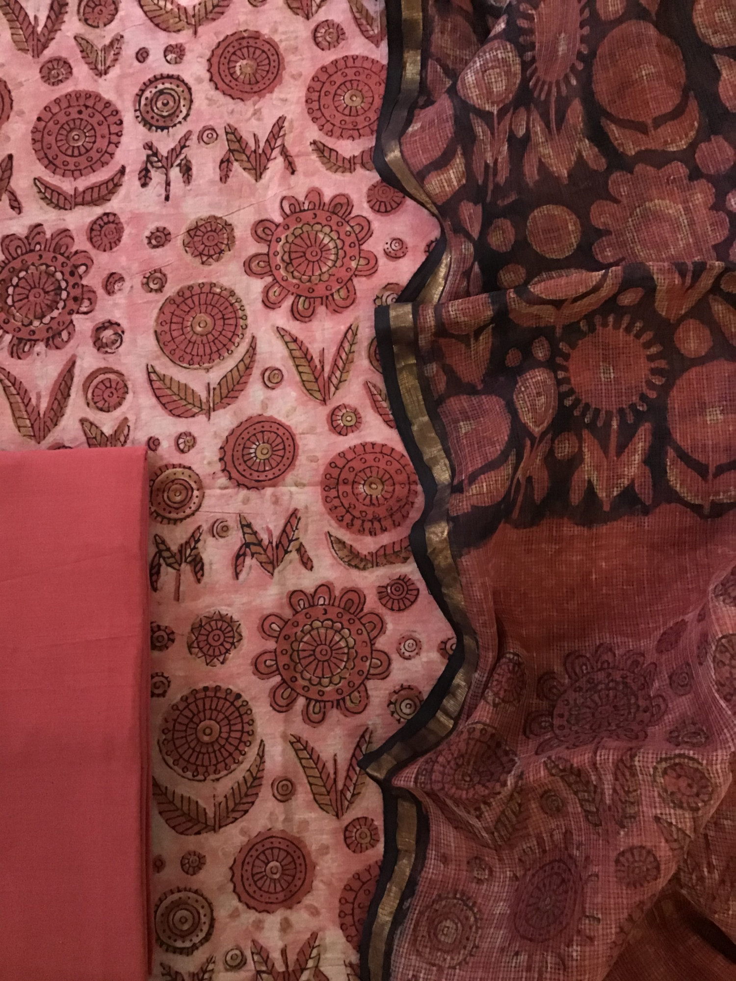 Pure Cotton Printed Suit - Red