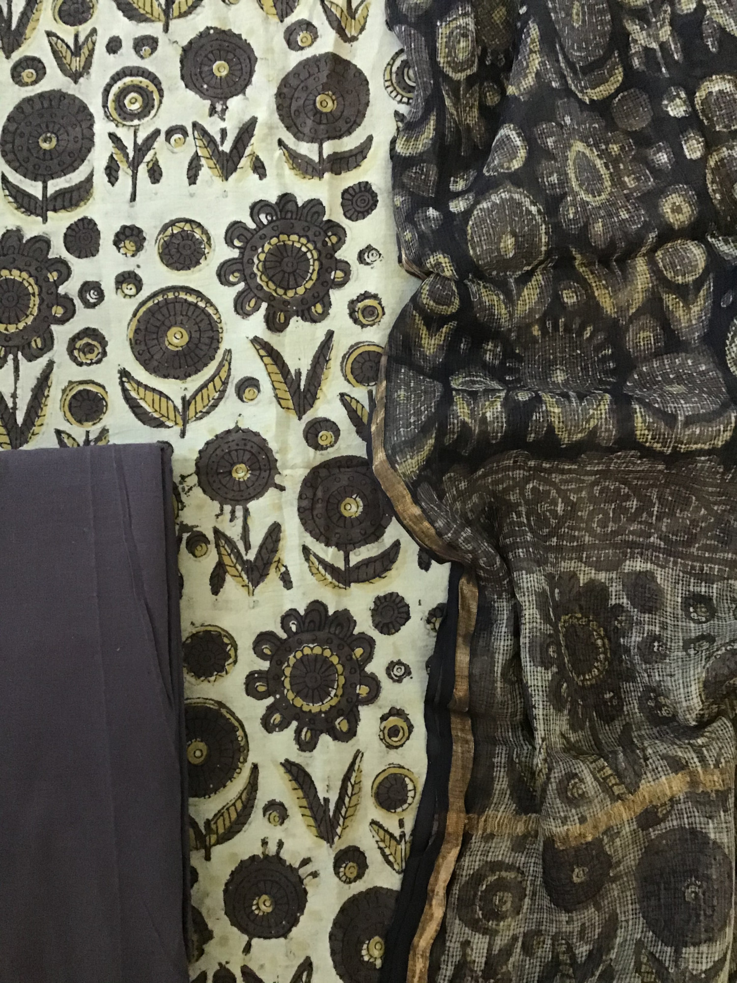 Pure Cotton Printed Suit - Brown