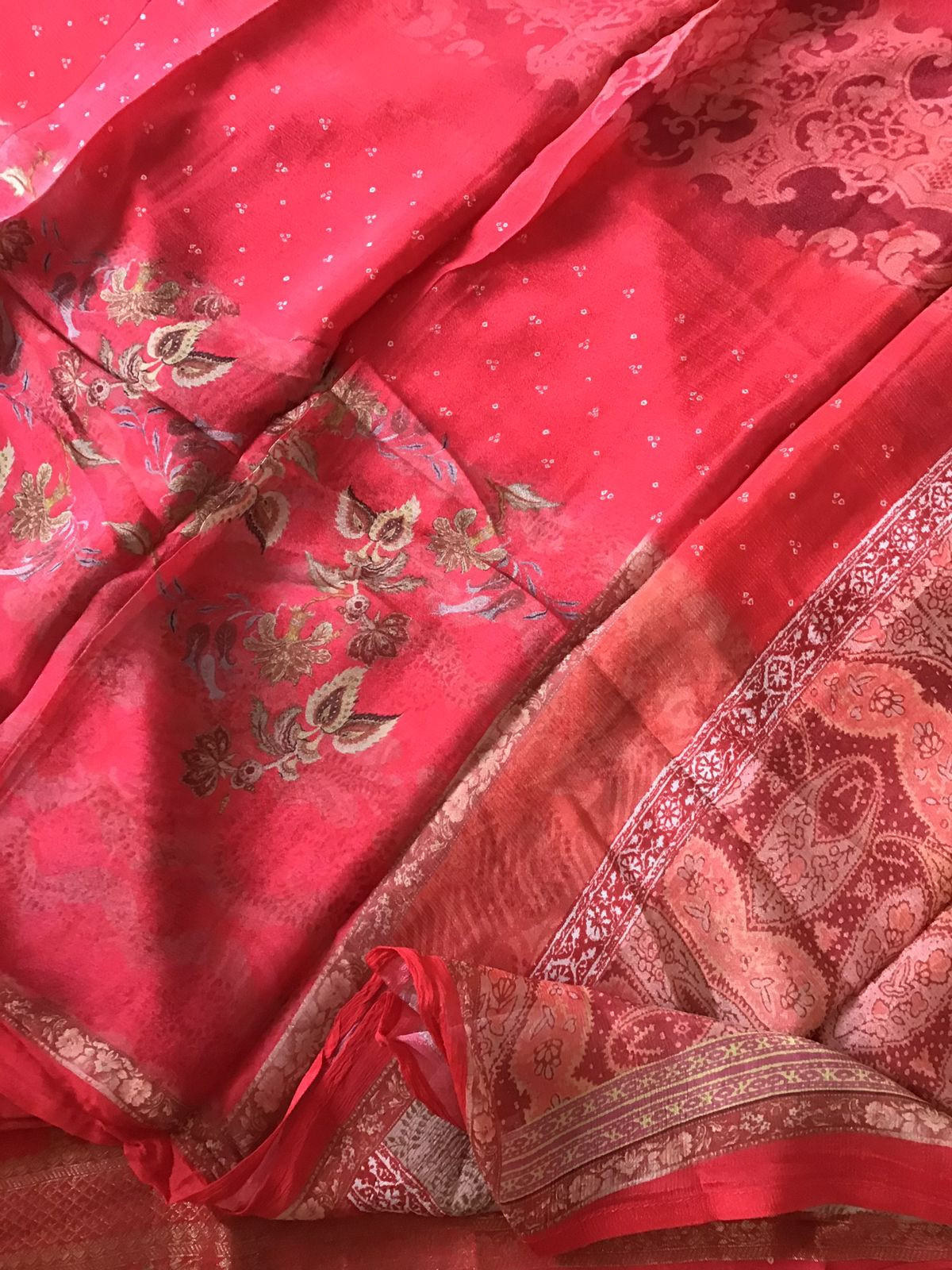 Pure Upada Silk Printed Banarasi Weaved Suit - Red