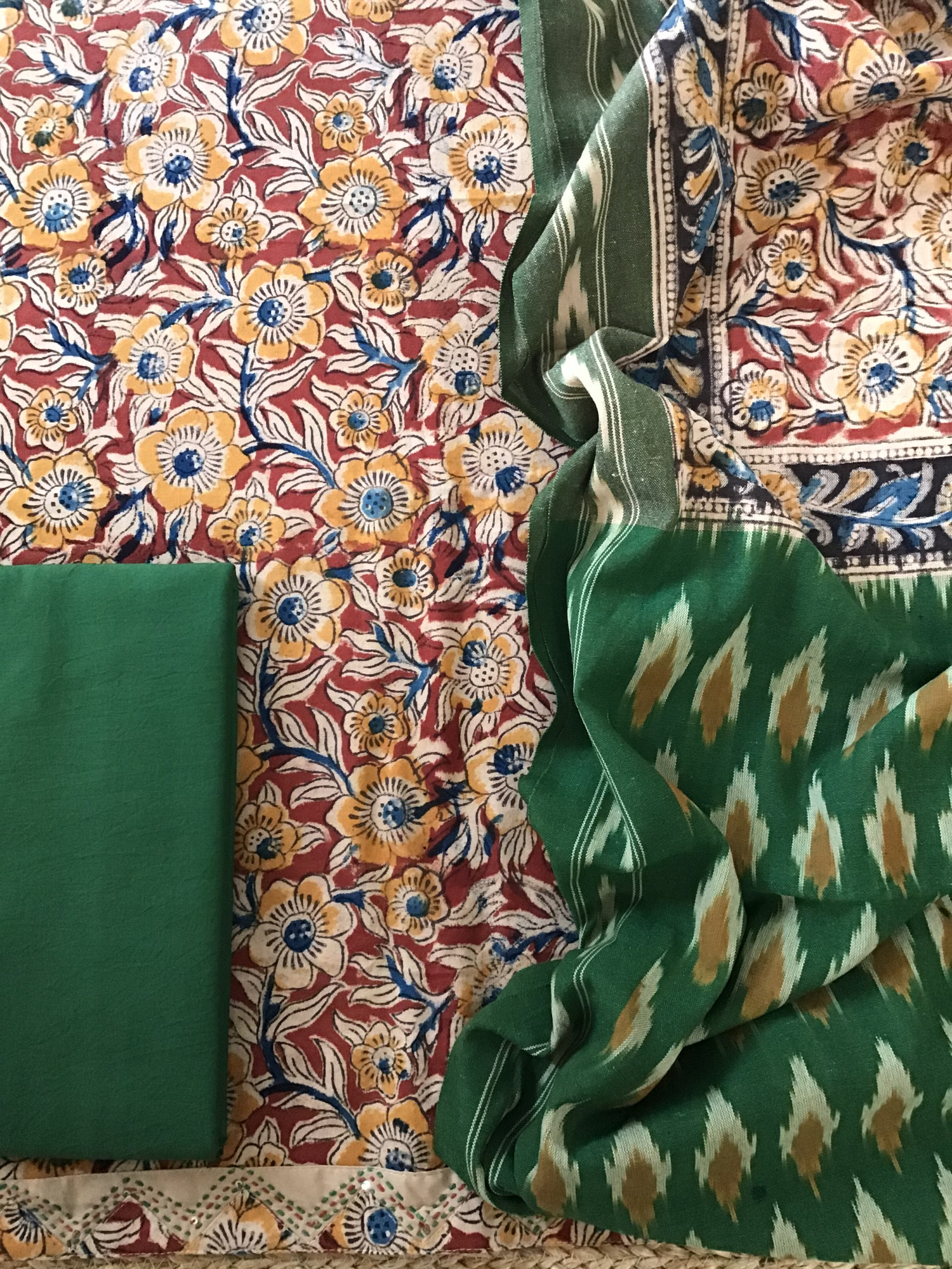 Pure Cotton Printed Embroidered Suit -Maroon