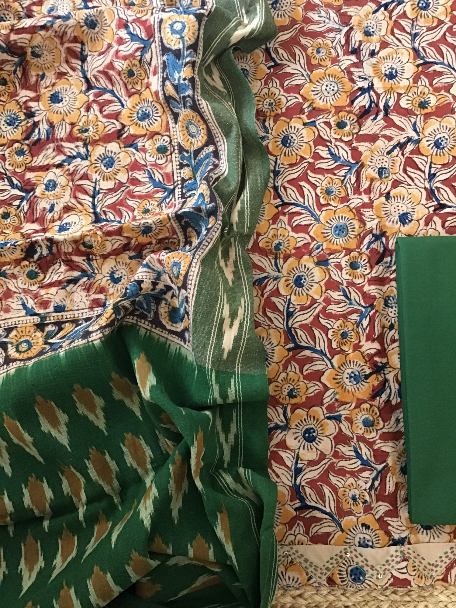 Pure Cotton Printed Embroidered Suit -Maroon