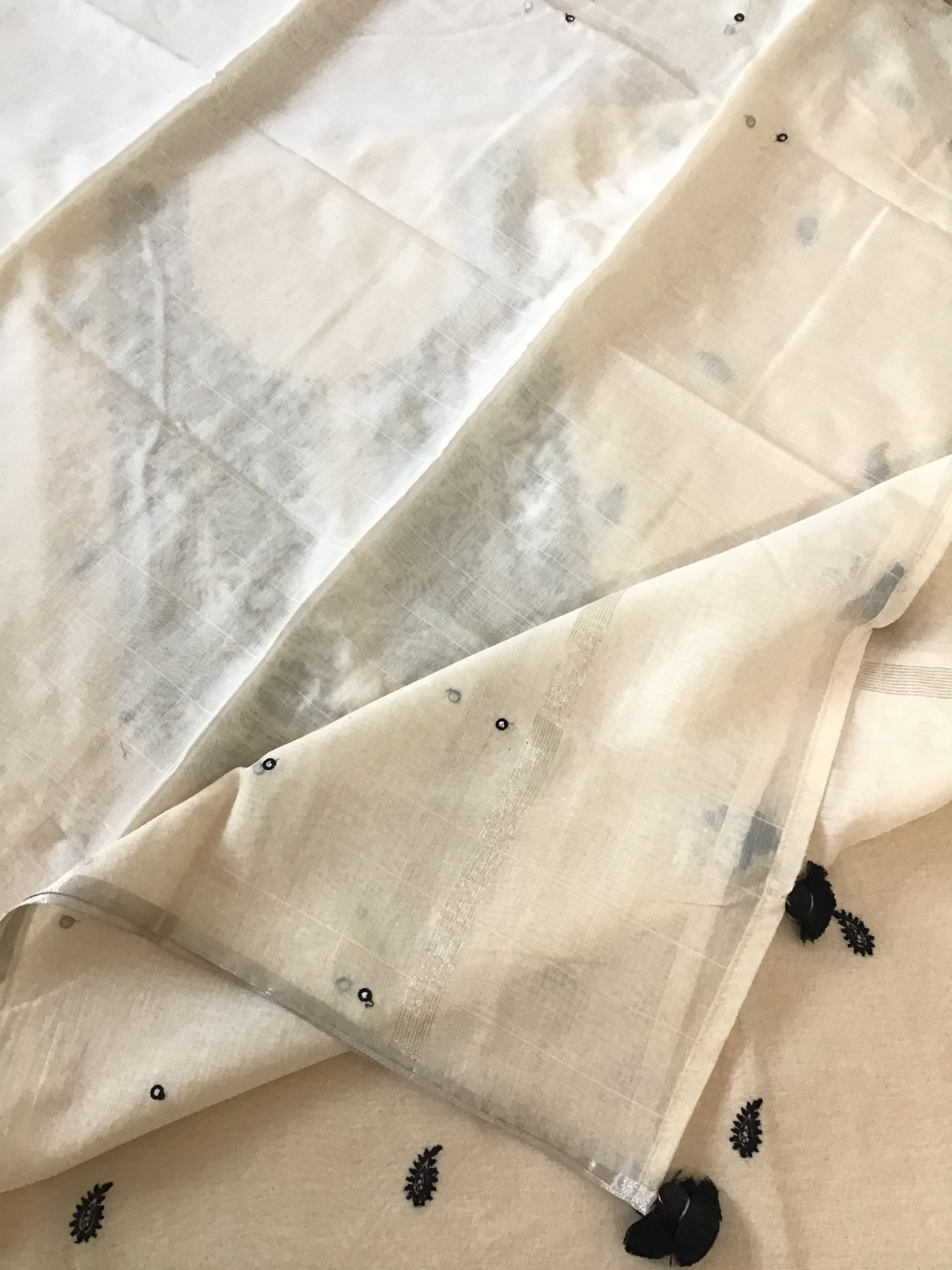 Pure Chanderi Embroidered Suit - Beige