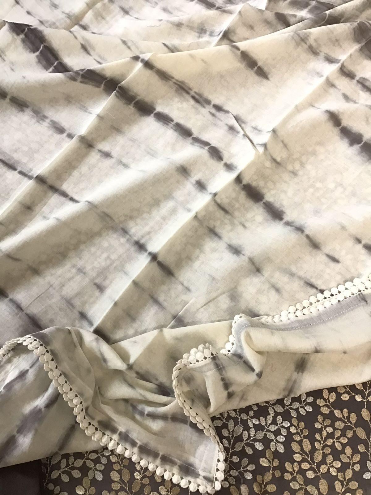 Pure Cotton Embroidered Suit - Grey