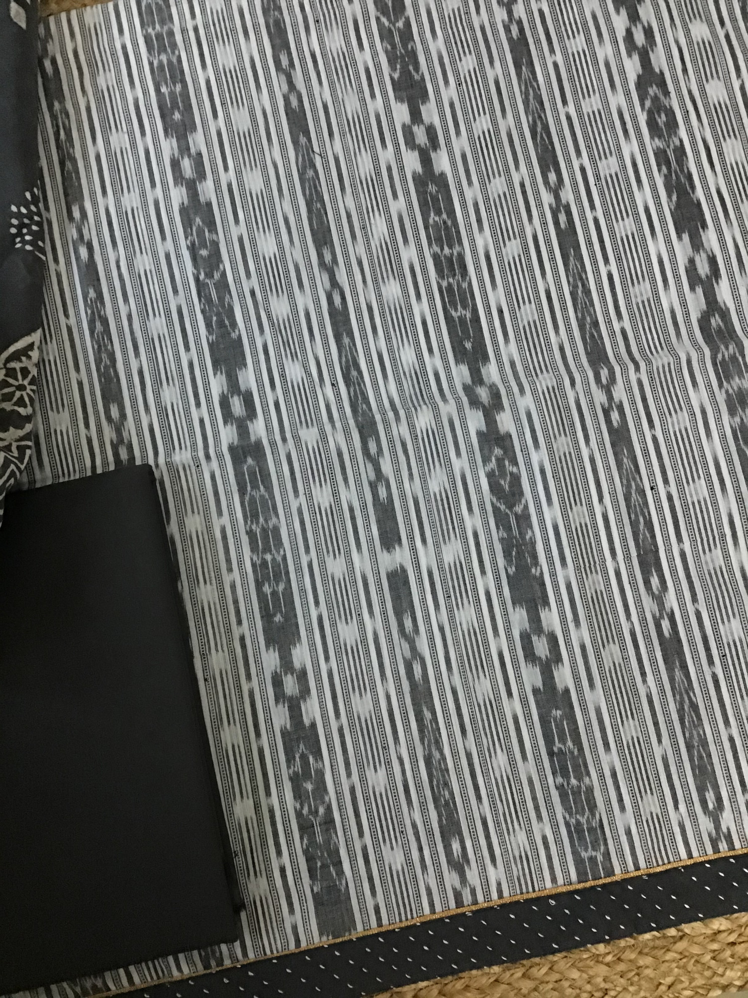 Pure Cotton Printed Suit - Grey