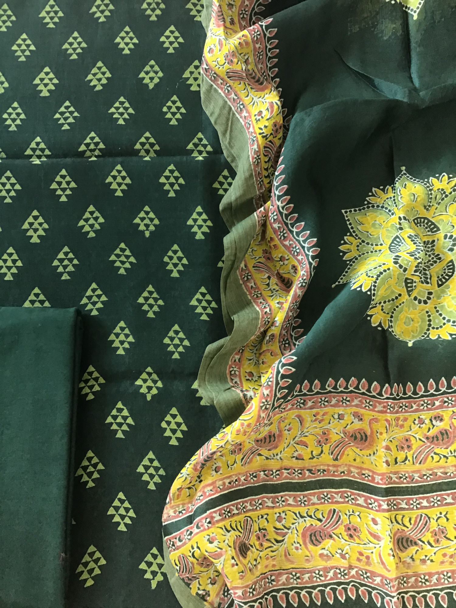 Pure Chanderi Printed Suit - Green