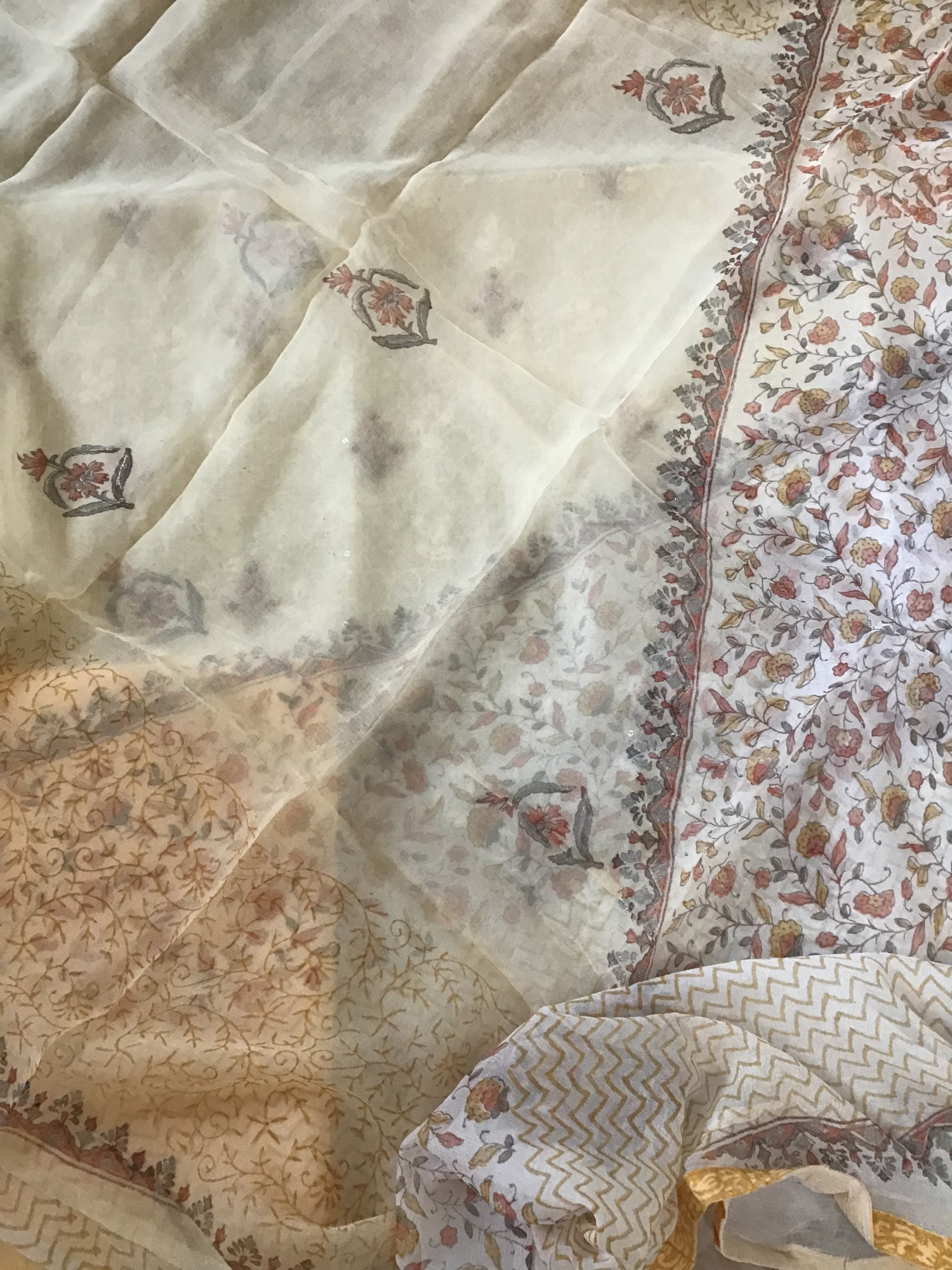 Pure Kota Cotton Embroidered Suit - WhiteYellow