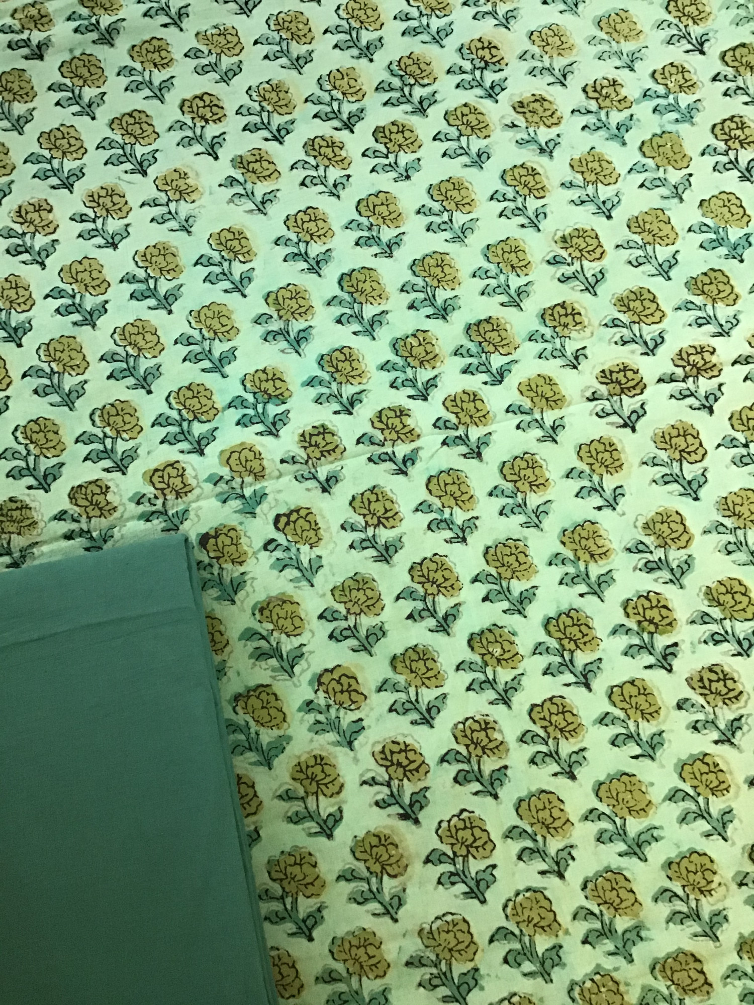 Pure Cotton Printed Suit - Green