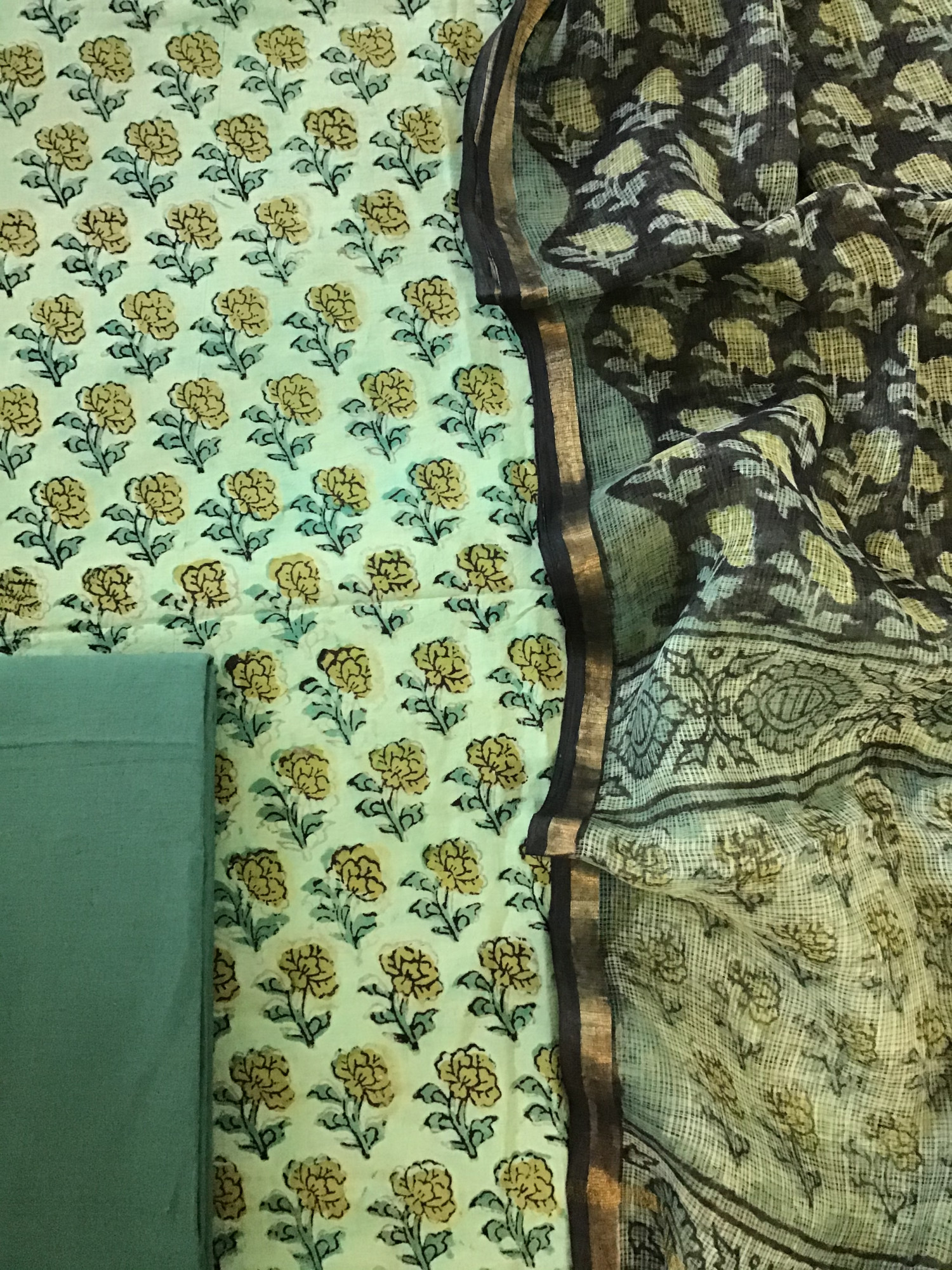 Pure Cotton Printed Suit - Green