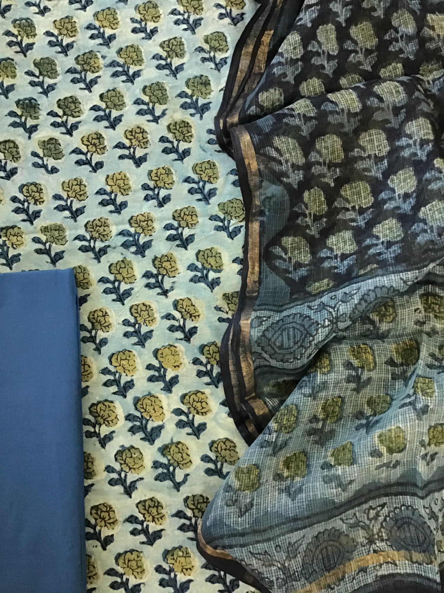Pure Cotton Printed Suit - Blue