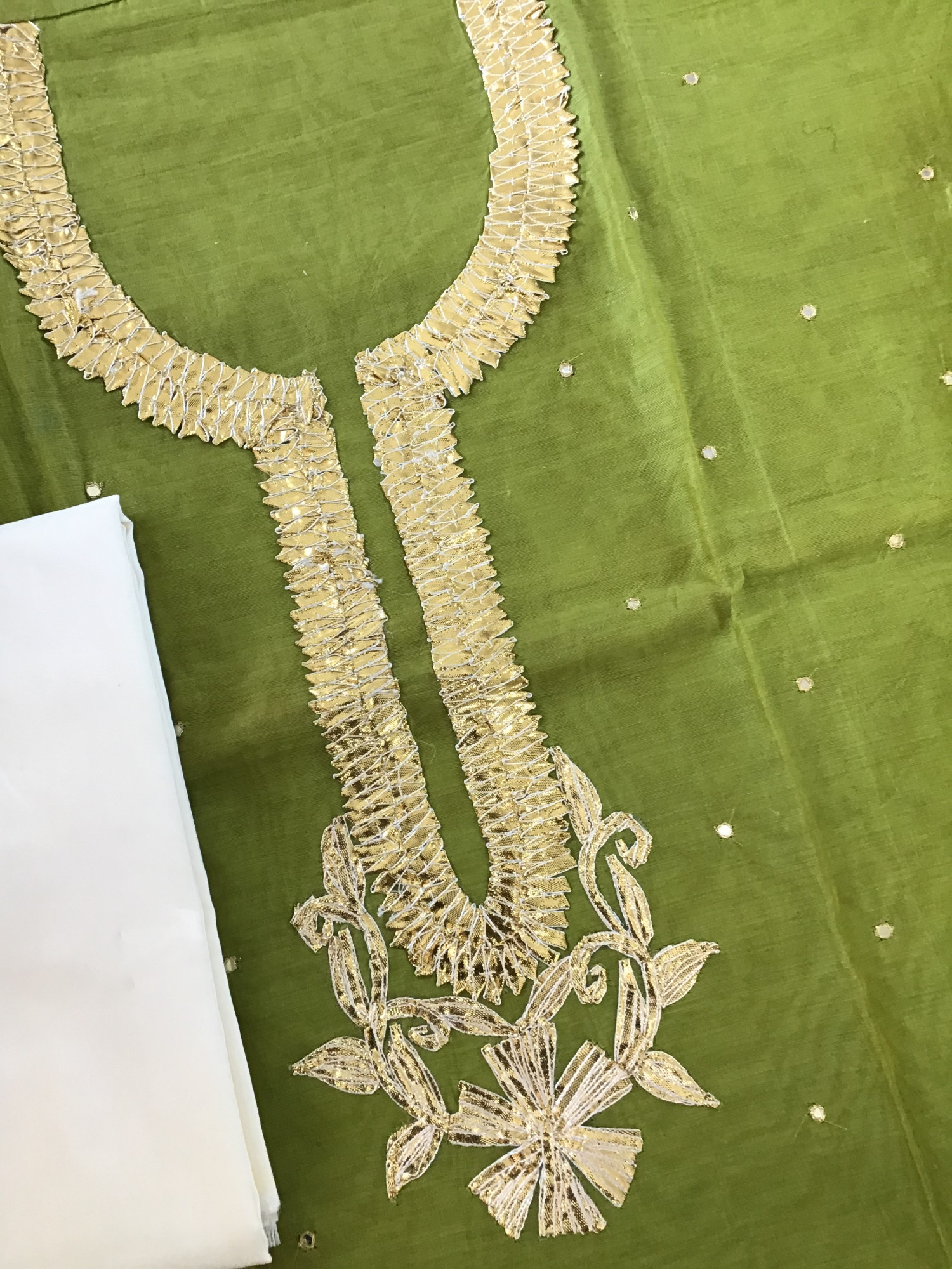 Soft Chanderi Embroidered Suit - Green