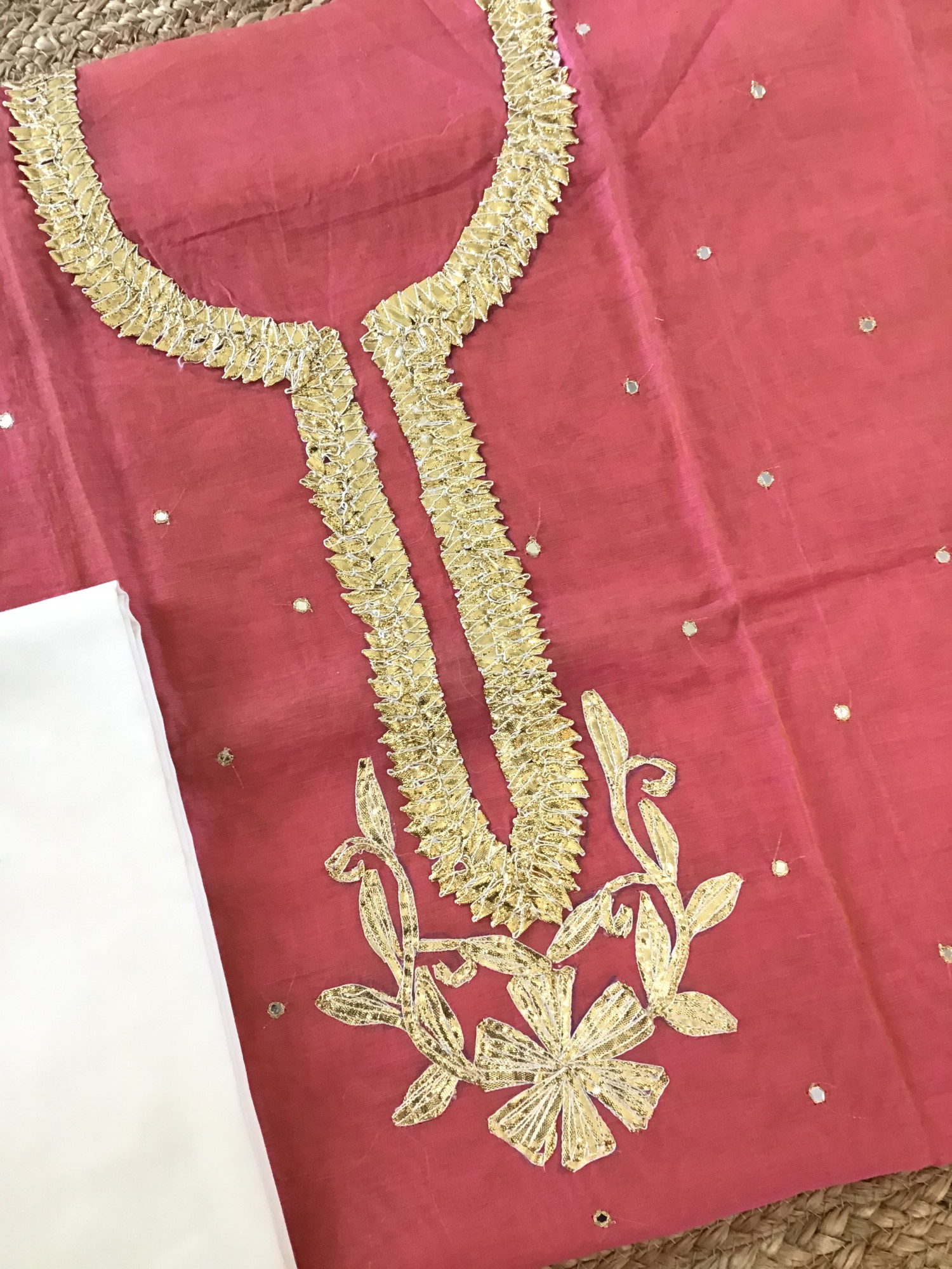 Soft Chanderi Embroidered Suit - Peach