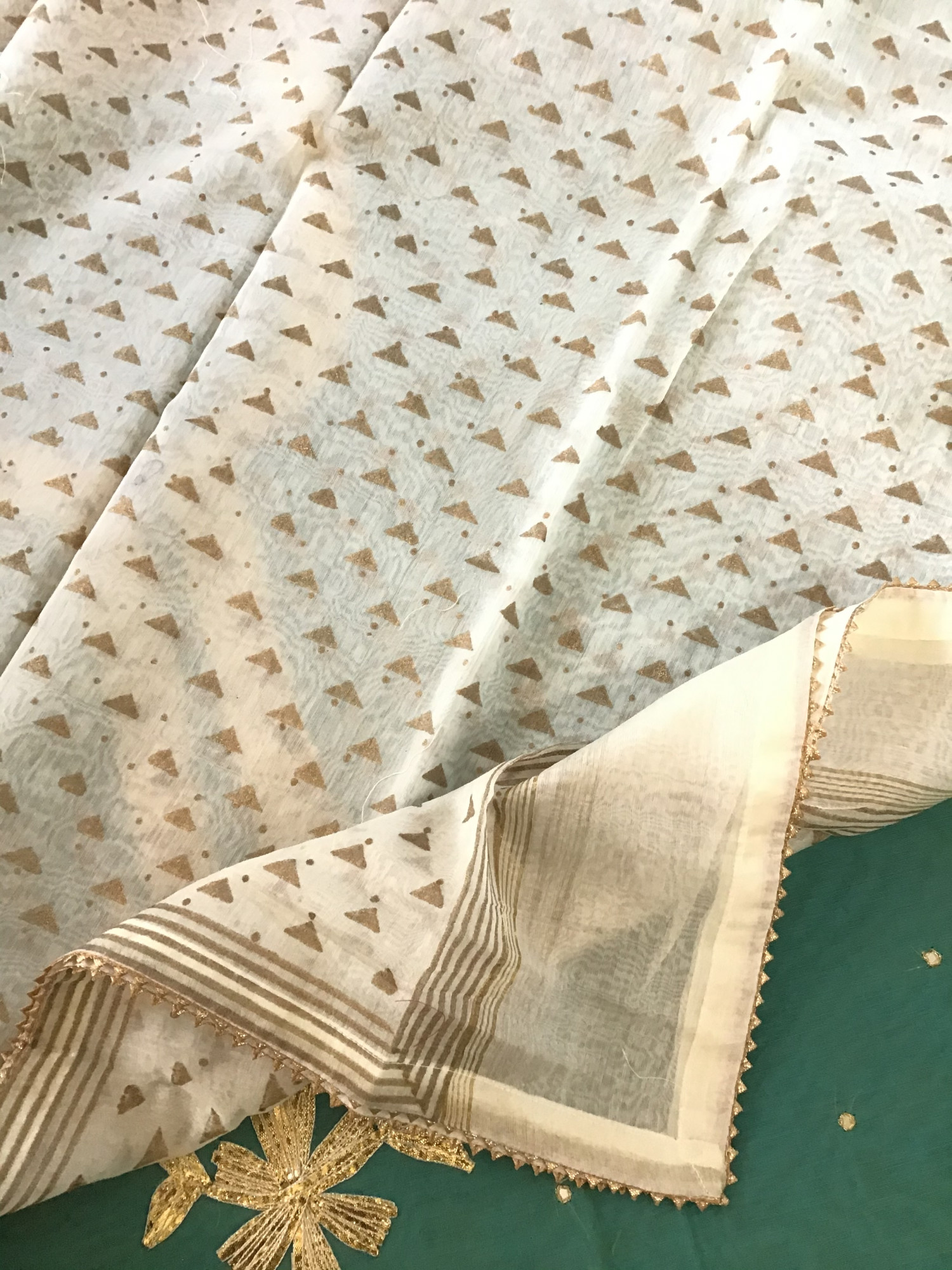 Soft Chanderi Embroidered Suit - Sea Green