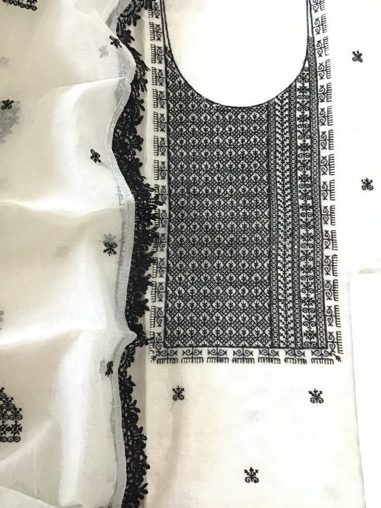 Image of Soft Supernet Embroidered Suit - Offwhite