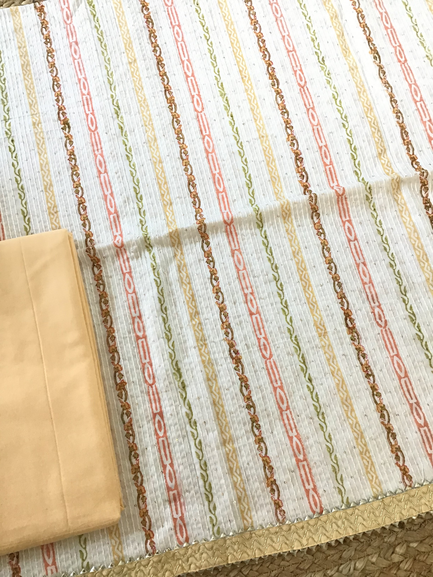 Pure Fine Cotton Printed Embroidered Suit - WhiteYellow