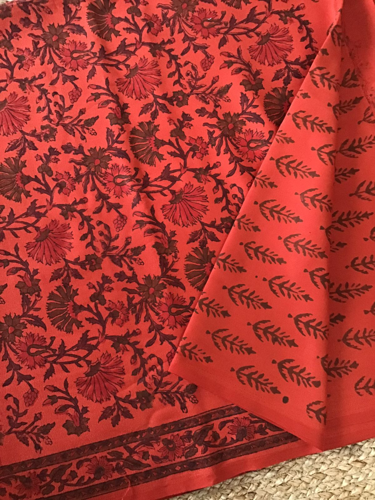 Pure Woollen Cotton Silk Printed Suit - Orange