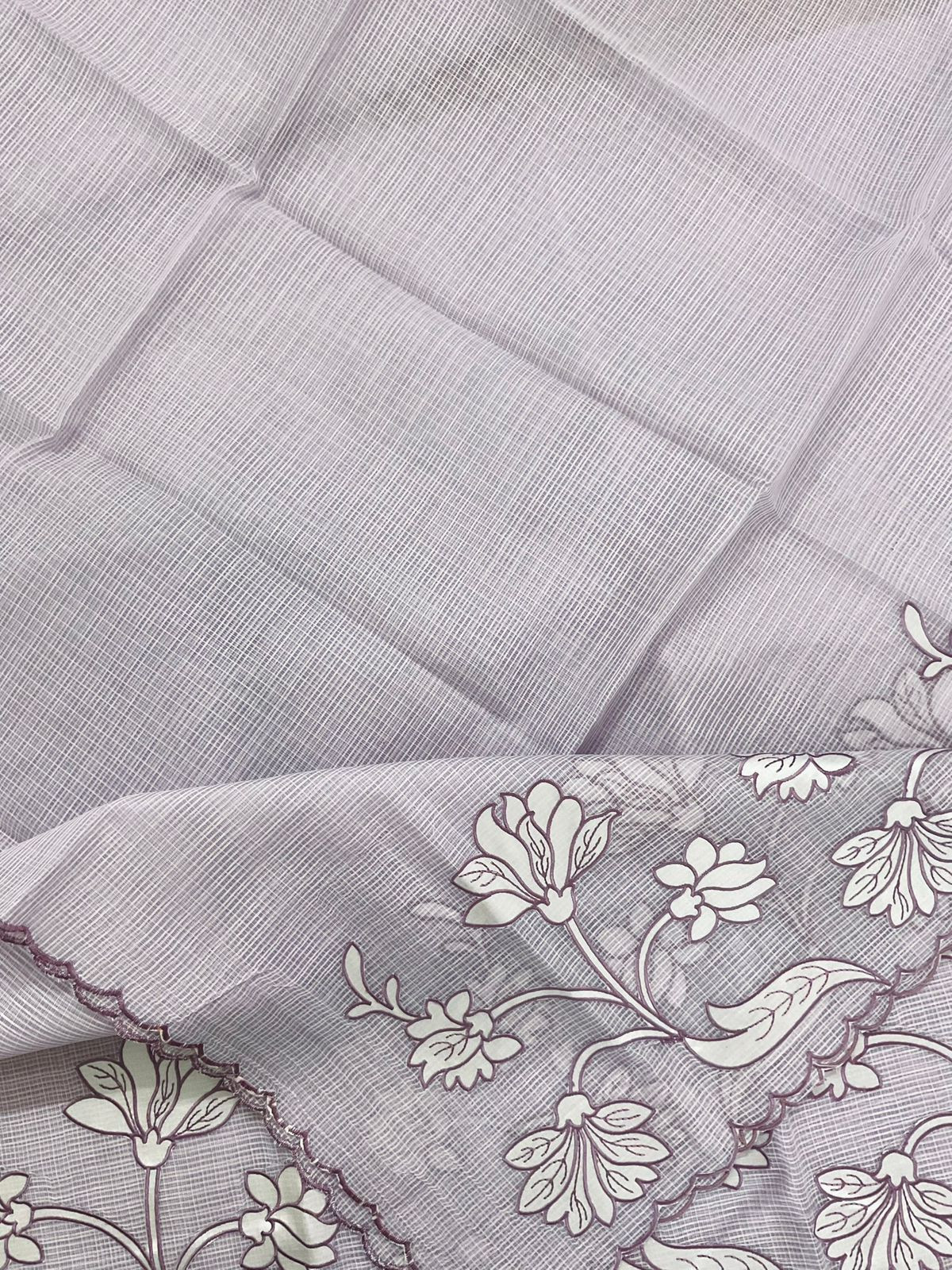 Soft Kota Organza Embroidered Suit - Lavender