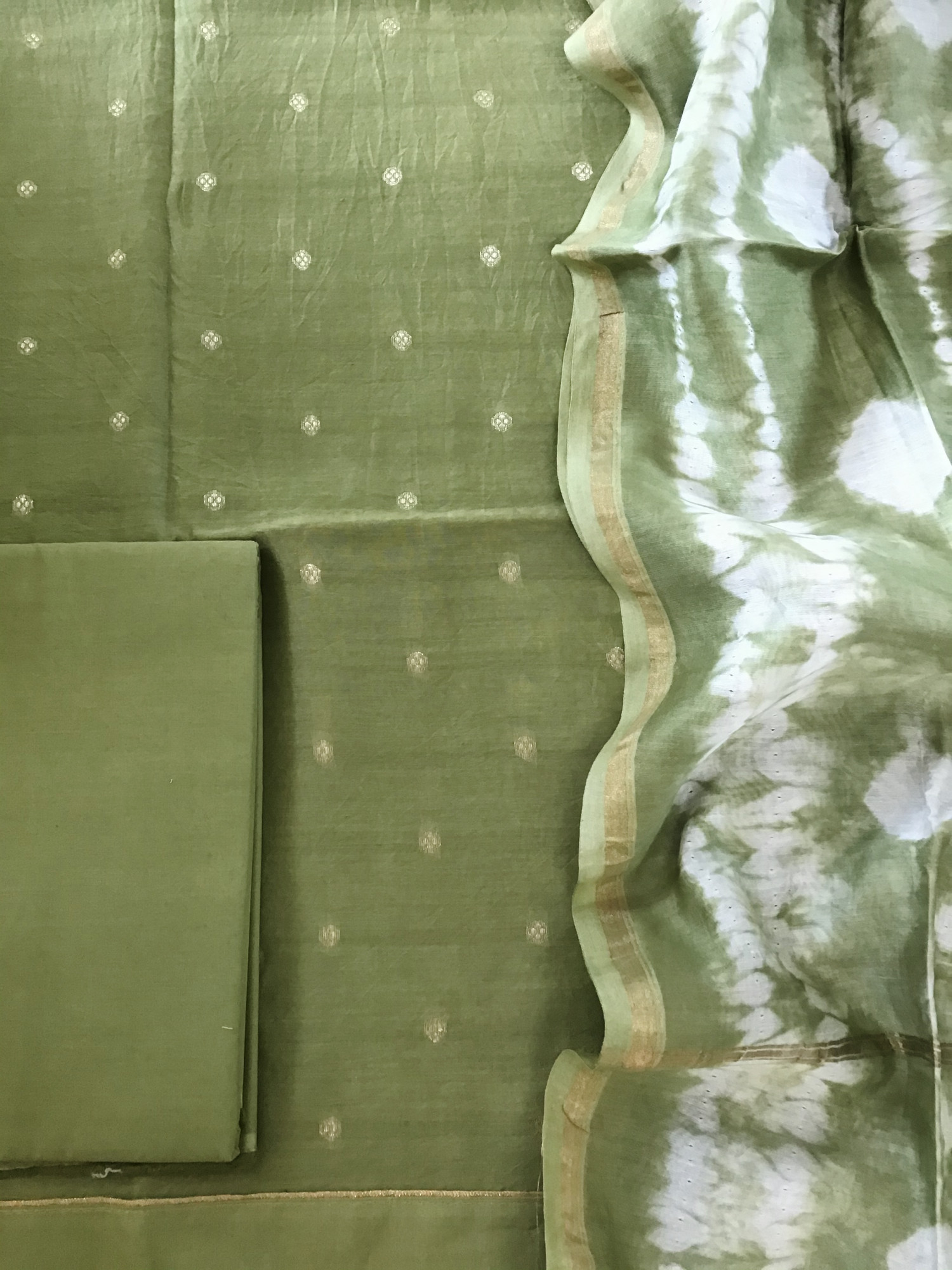 Pure Chanderi Banarasi Weaved Suit - Green