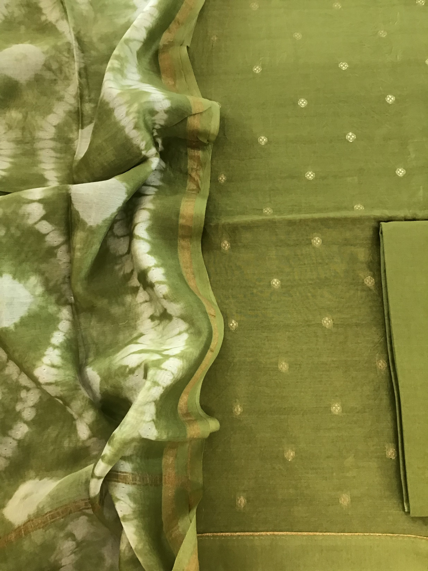 Pure Chanderi Banarasi Weaved Suit - Green