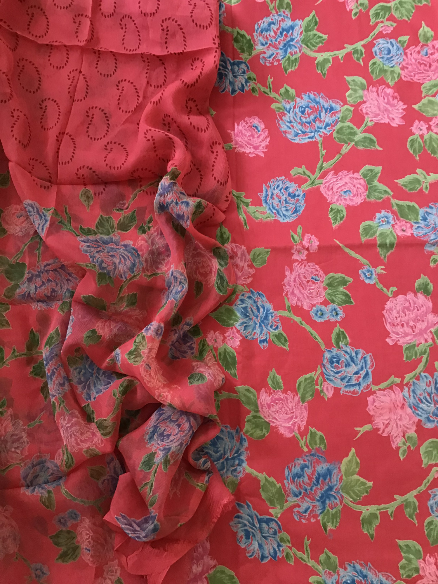 Pure Jaam Cotton Printed Suit - Red