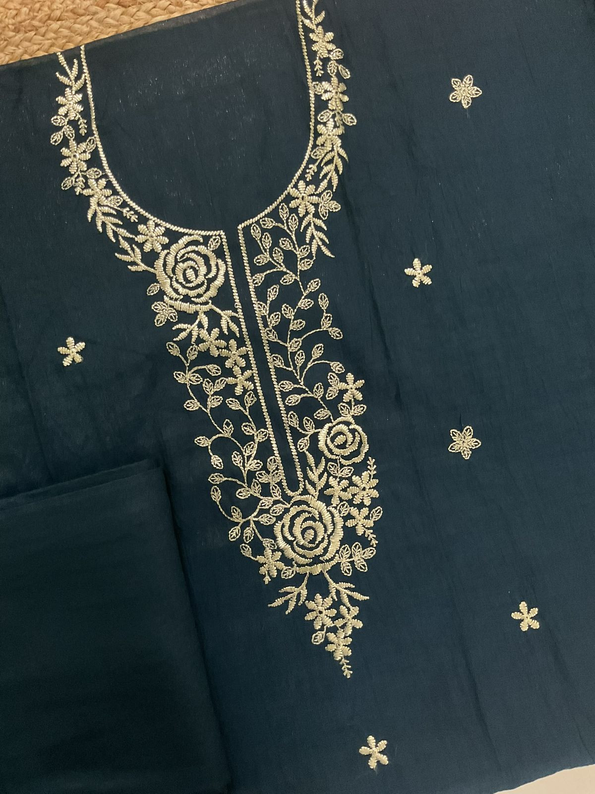 Soft Chanderi Embroidered Suit - Blue