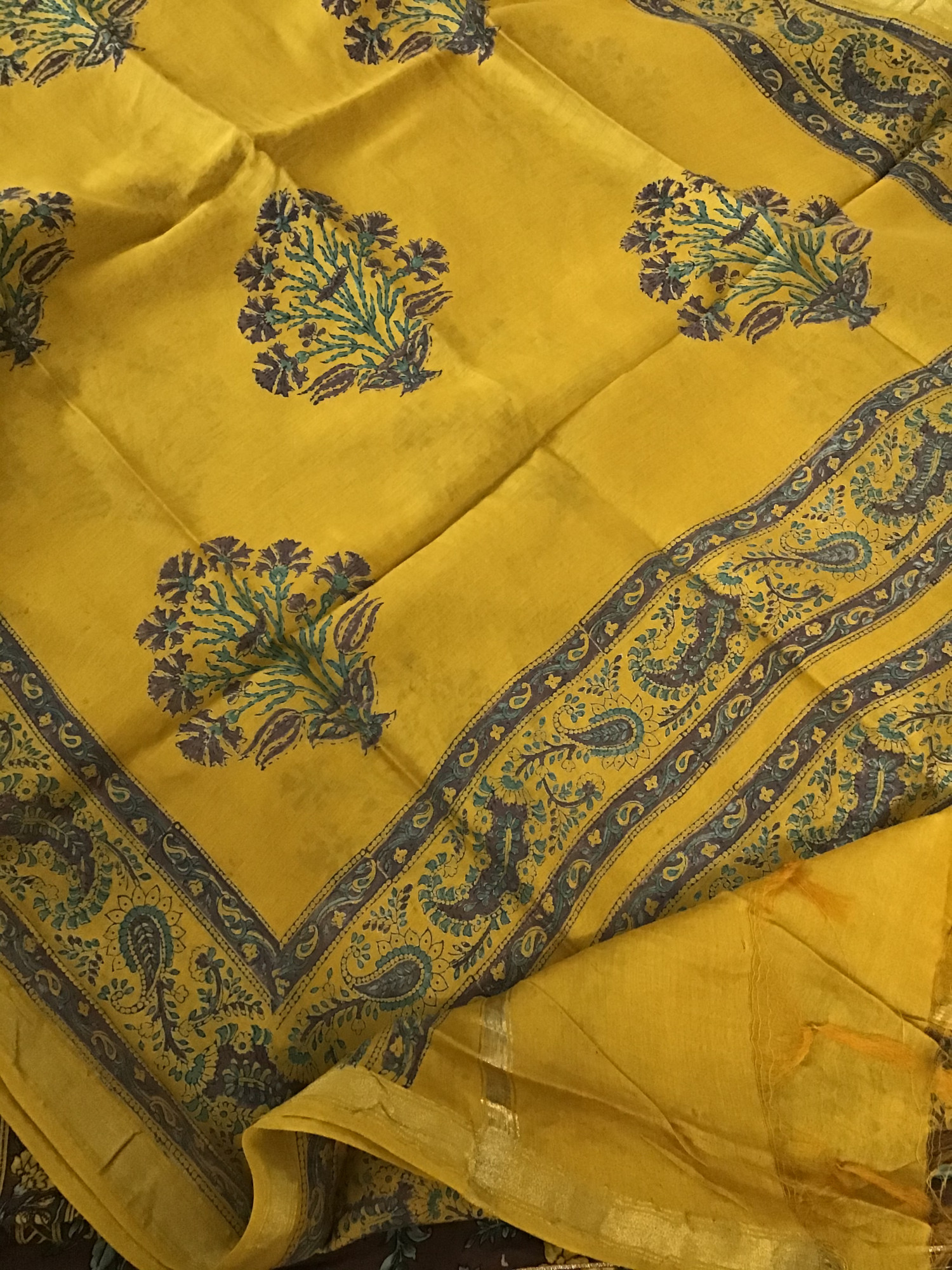 Soft Muslin Printed Embroidered Border Suit - Brown