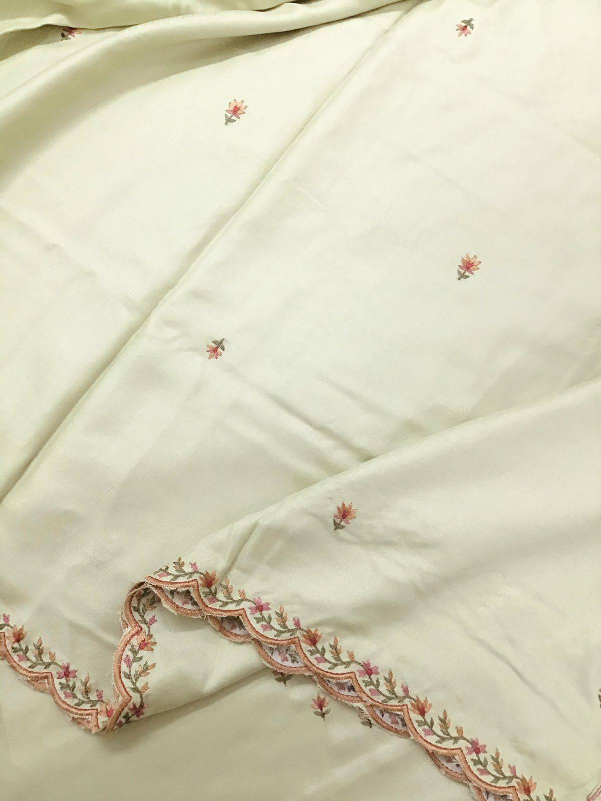 Soft Woollen Slub Silk Embroidered Suit - Green