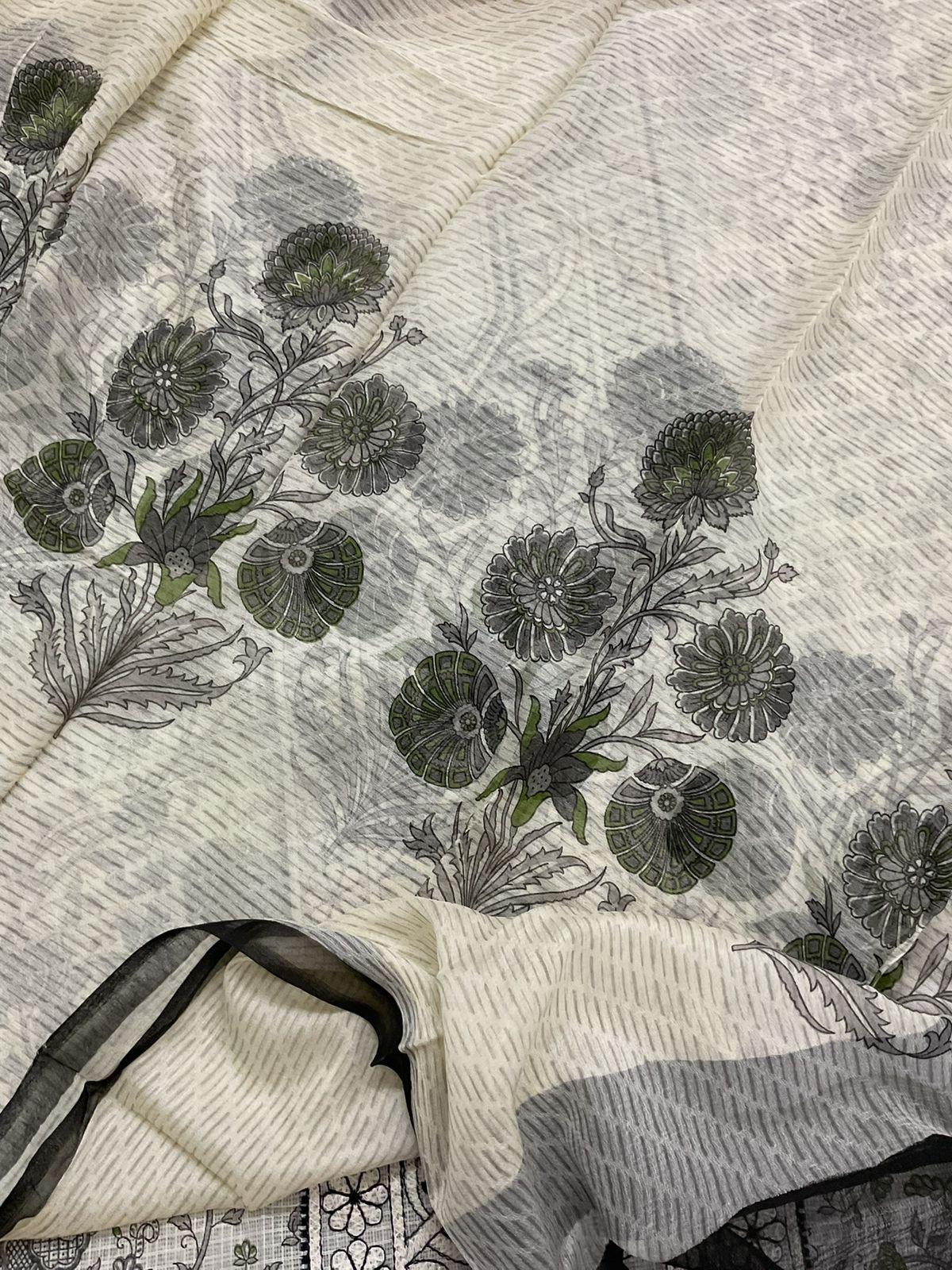 Pure Kota Cotton Printed Embroidered Suit - Off White