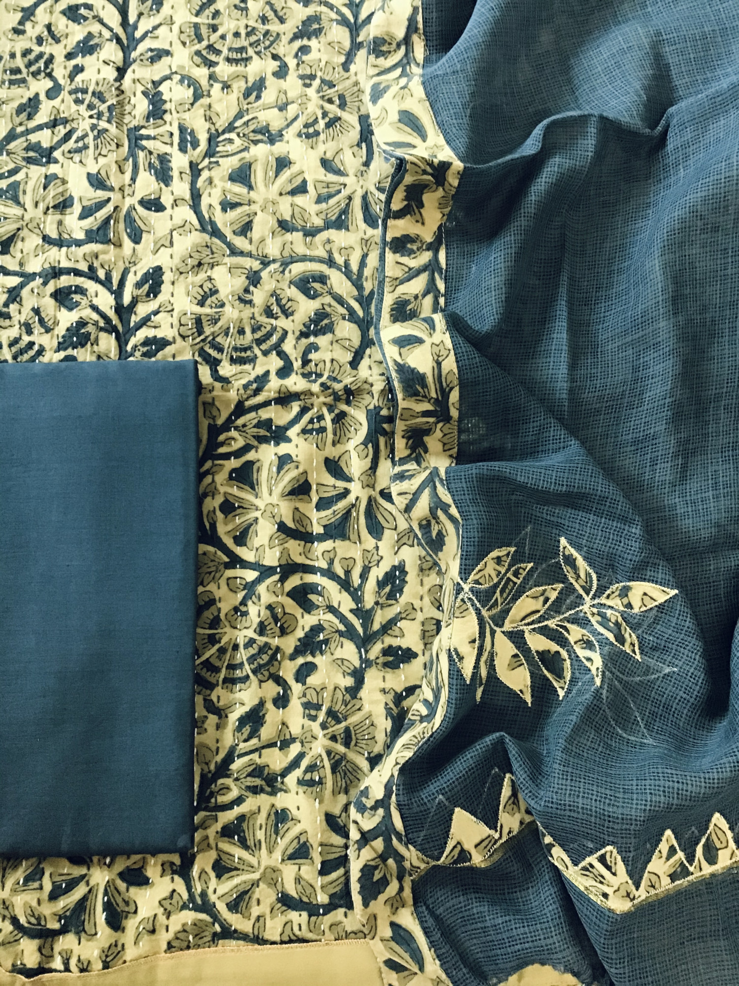 Pure Fine Cotton Printed Embroidered Suit - Yellow