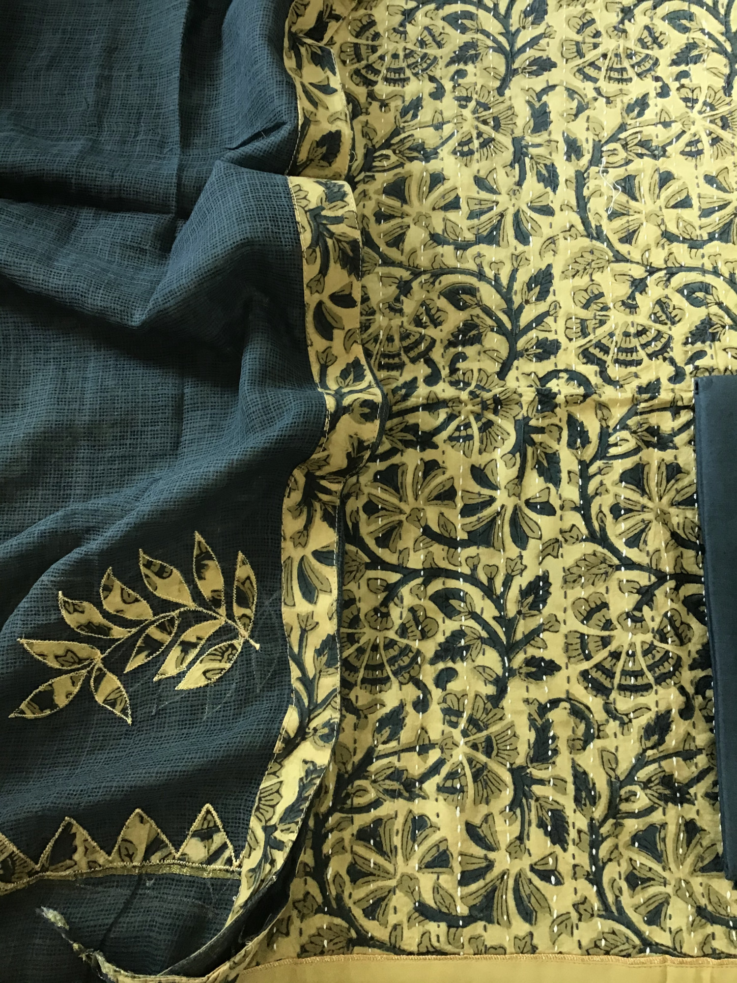 Pure Fine Cotton Printed Embroidered Suit - Yellow