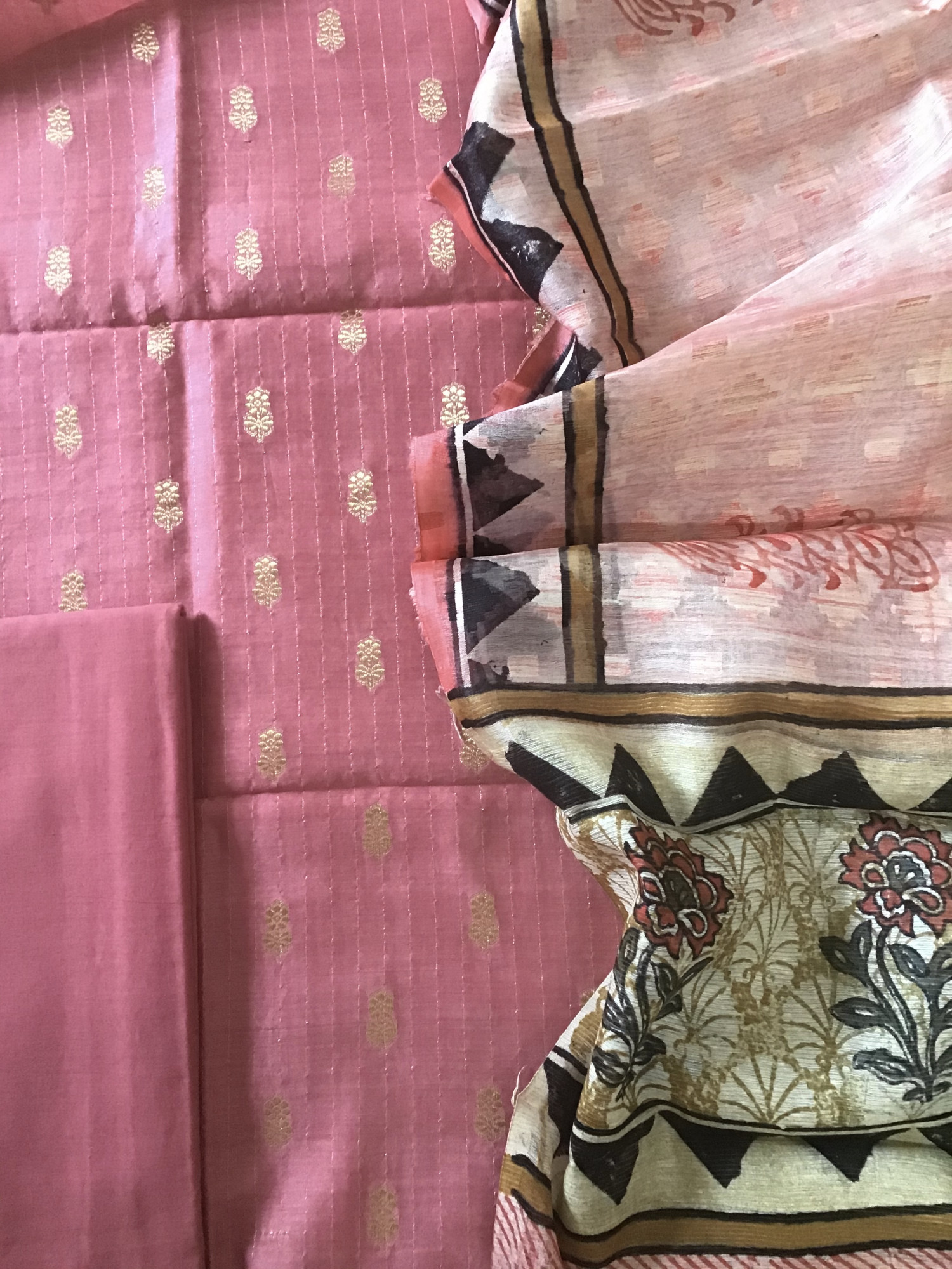 Pure Chanderi Banarasi Weaved Embroidered Suit - Pink