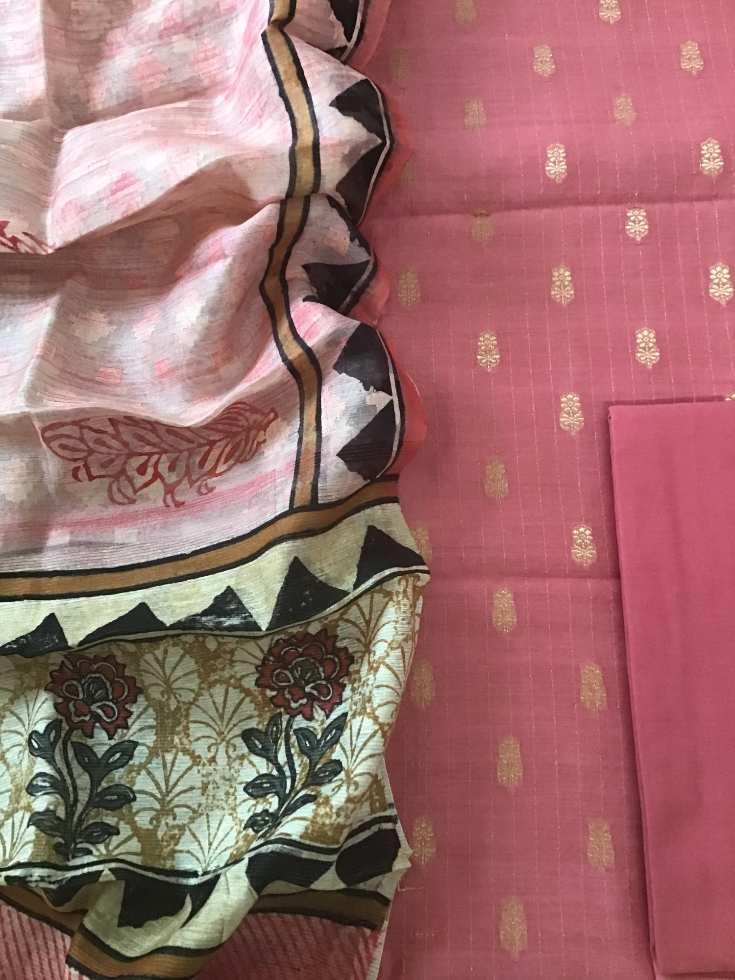 Pure Chanderi Banarasi Weaved Embroidered Suit - Pink