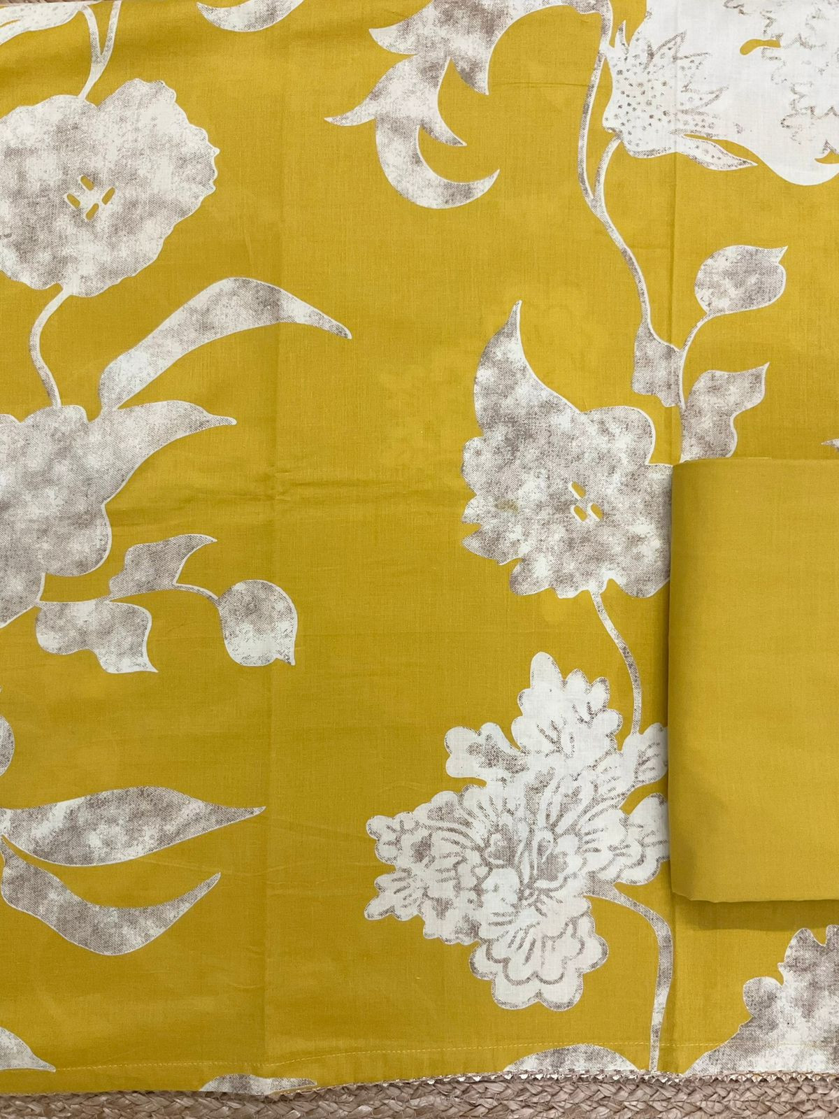 Pure Fine Cotton Printed Suit - Yellow