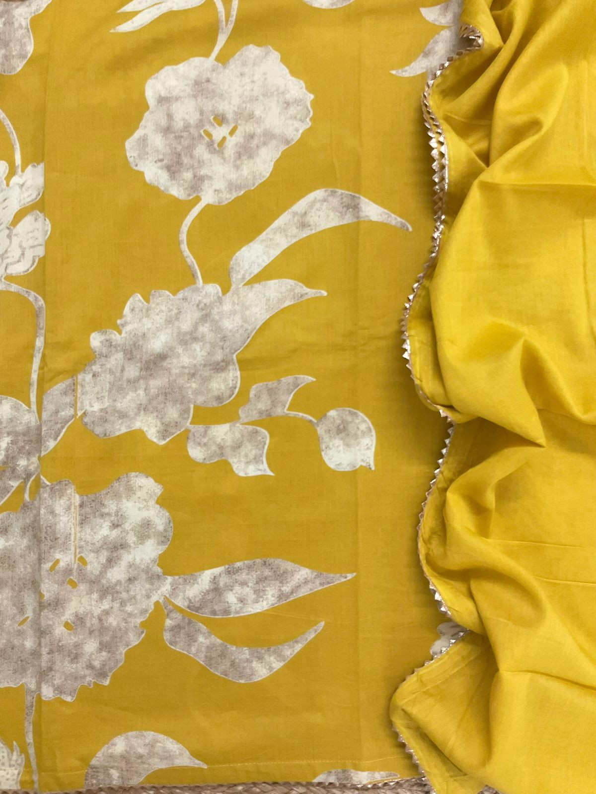 Pure Fine Cotton Printed Suit - Yellow