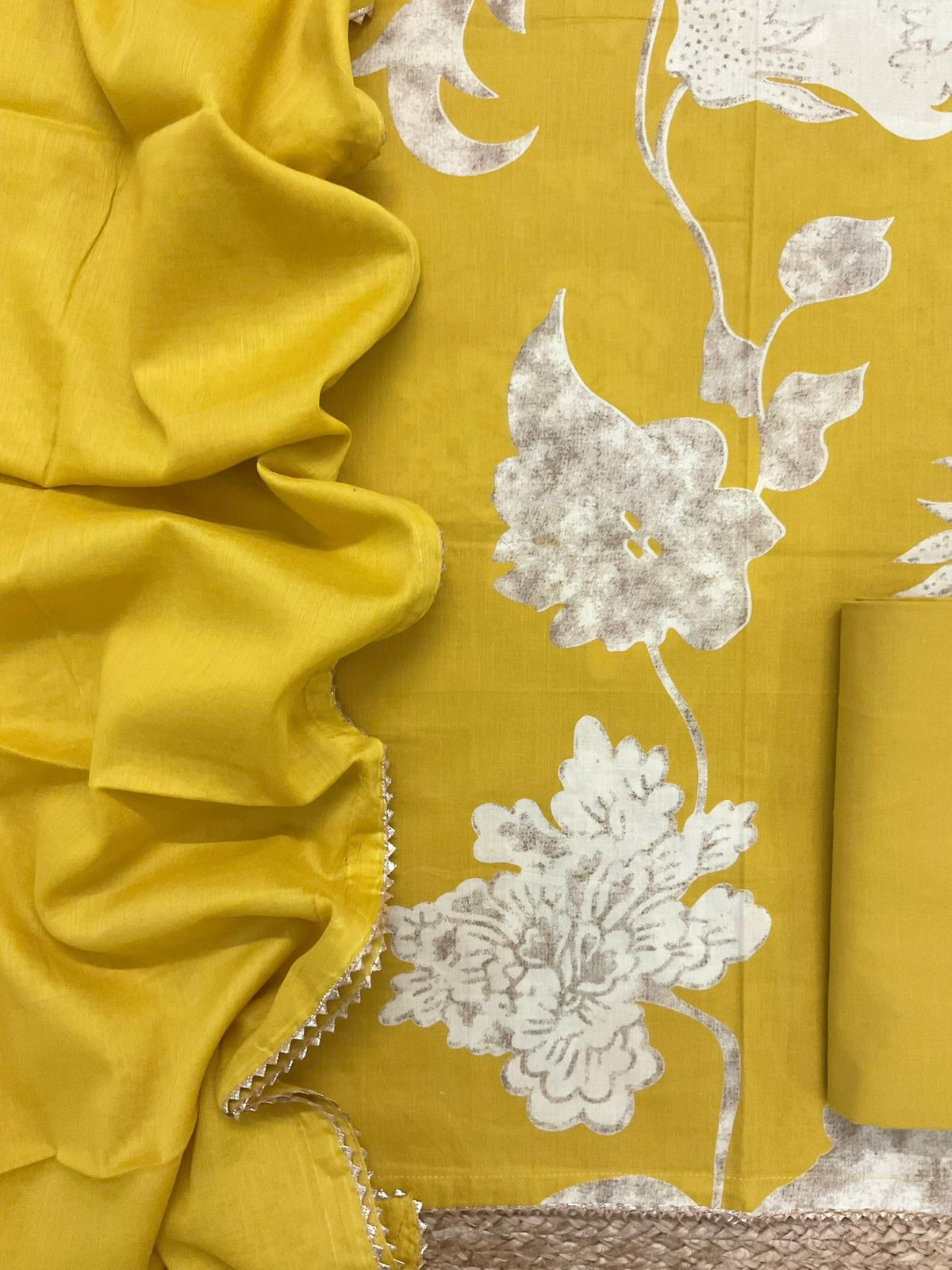 Pure Fine Cotton Printed Suit - Yellow