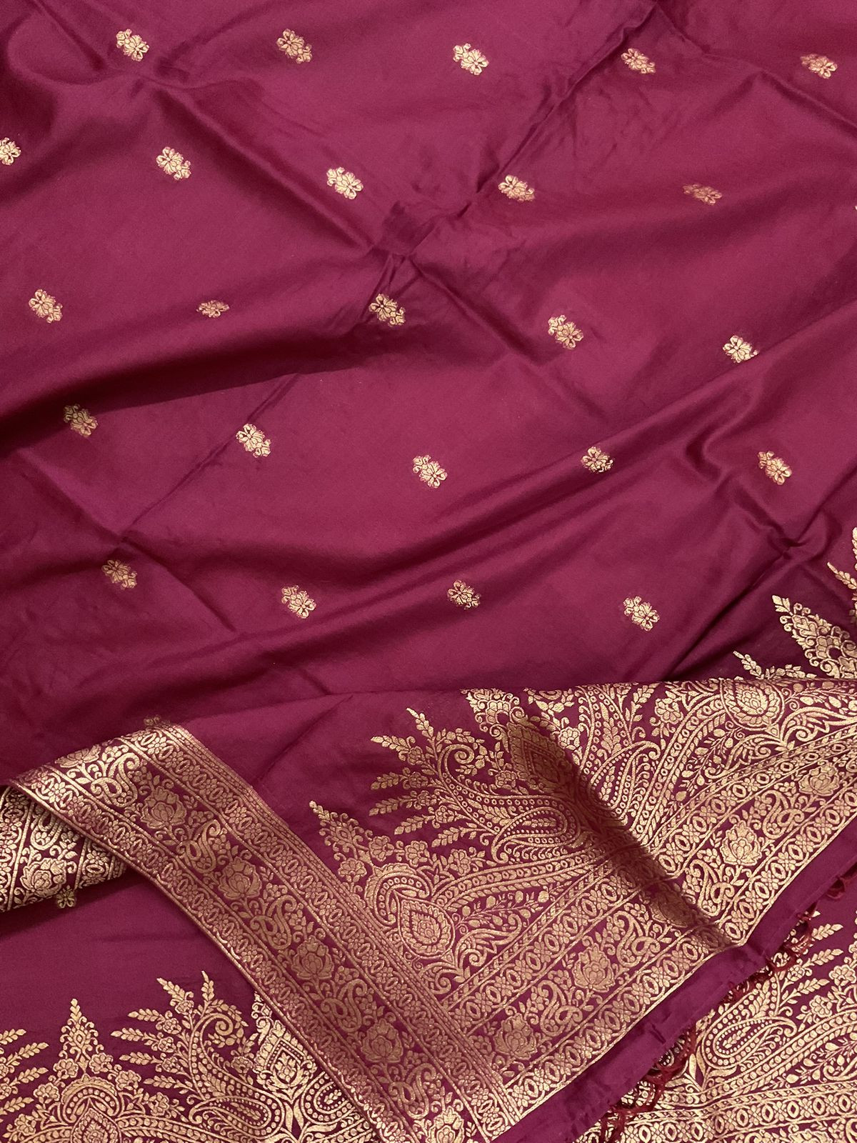 Pure Chanderi Banarasi Weaved Suit - Wine