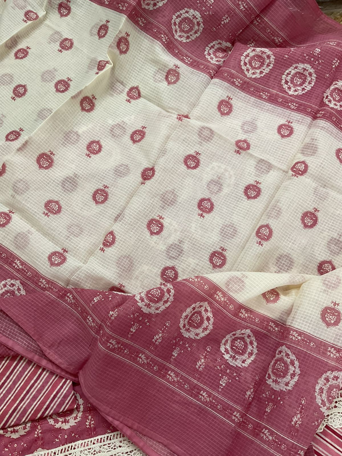 Pure Cotton Printed Embroidered Suit - Pink